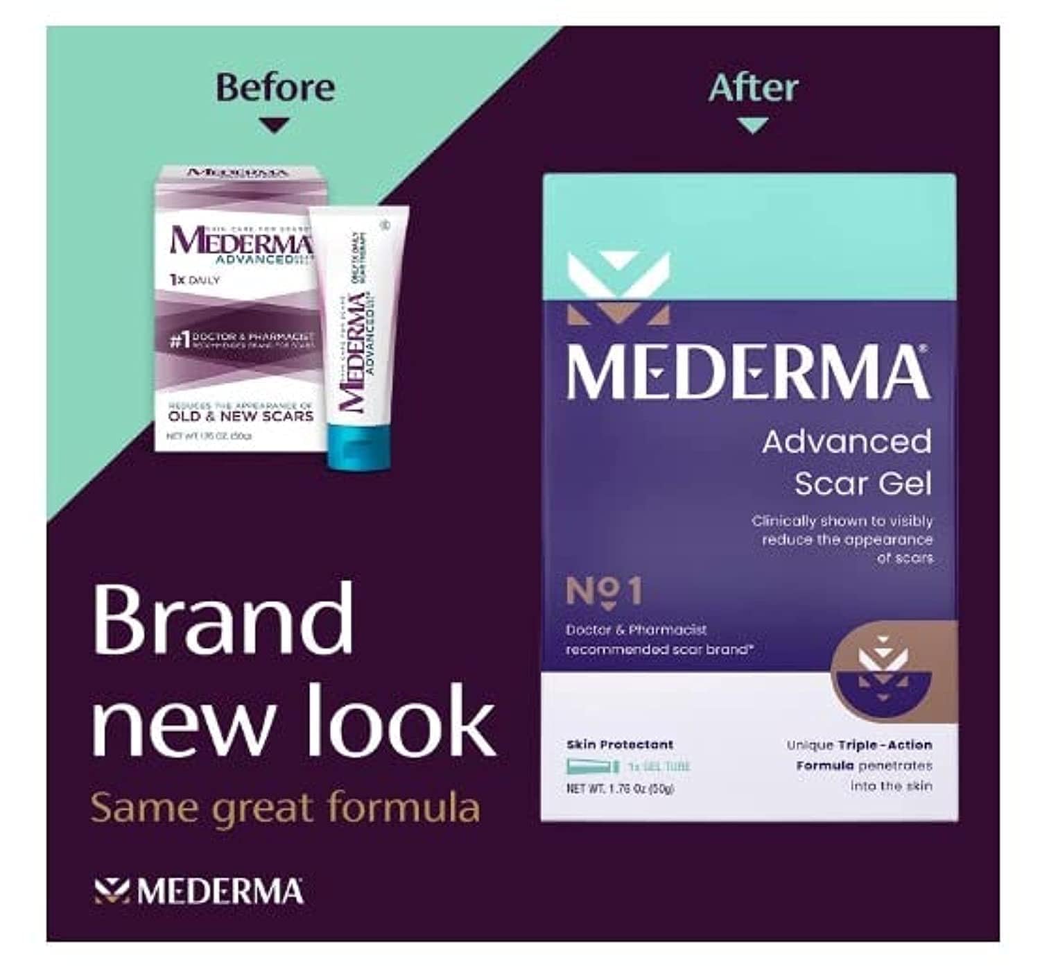 ژل جدید Mederma - 1x روزانه - کاهش ظاهر جای جوش‌های قدیمی و جدید - برند توصیه شده توسط پزشکان و داروسازان برای جای جوش - 1.76 اونس.