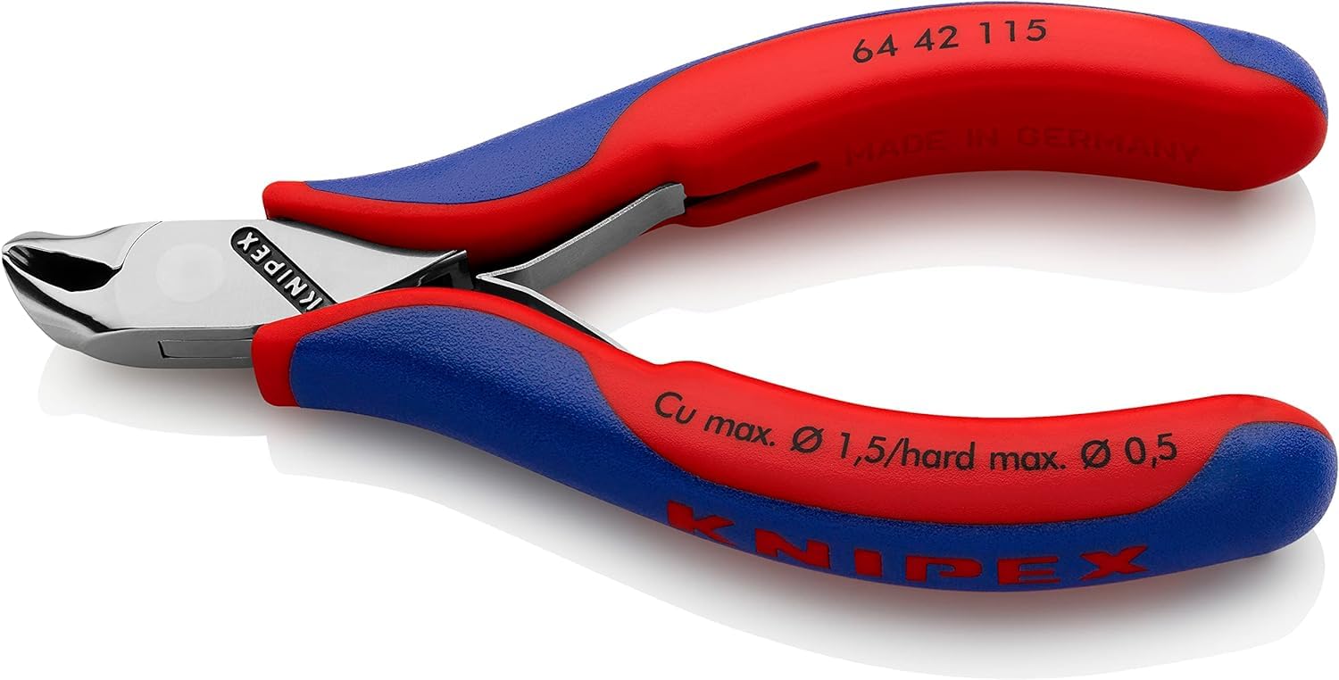 ابزارهای KNIPEX - قیچی های پایانی الکترونیکی، چند مؤلفه (6442115)، سر کوتاه 115 میلیمتر، سر کوتاه، بی اندازه کوچک 115 میلیمتر، بی اندازه کوتاه چندرنگی 115 میلیمتر