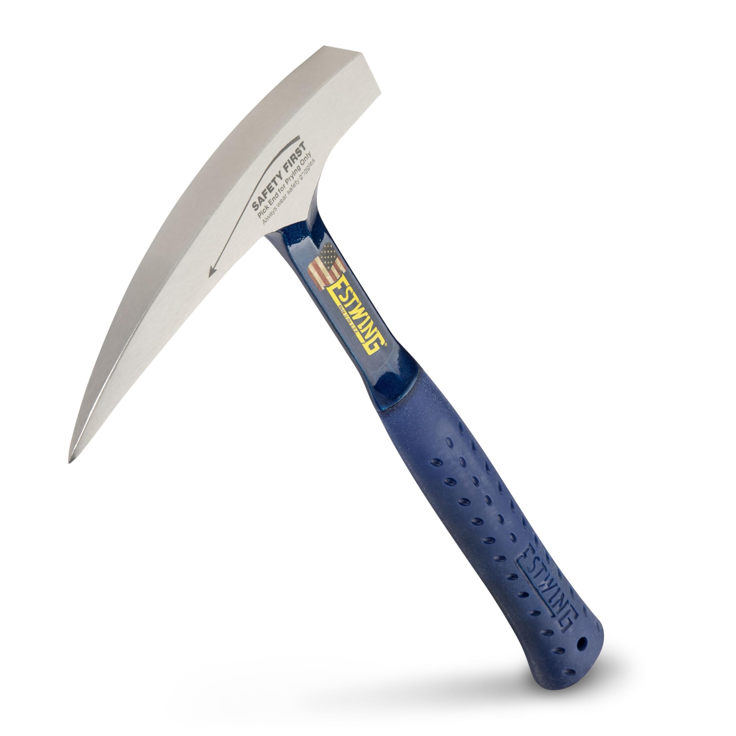 Estwing Rock Pick Geological Hammer with Pointed Tip & Shock Reduction Grip, Blue, 22 oz, E3-22P