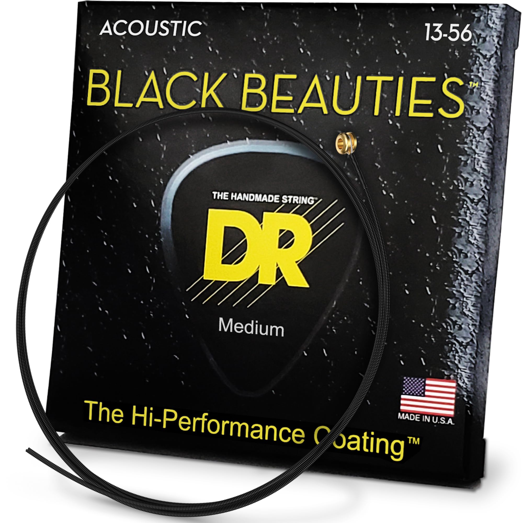 رشته های گیتار آکوستیک DR Strings، زیبایی های سیاه - روغن روی سیاه، متوسط ​​13-56 (13-56)