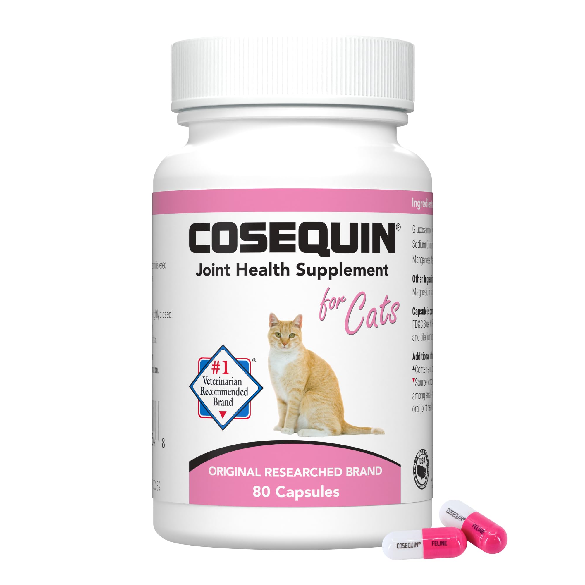 مکمل سلامت مفاصل Nutramax Cosequin برای گربه‌ها - شامل گلوکوزامین و کندروئیتین، ۸۰ کپسول - تعداد ۸۰ کپسول (بسته‌بندی ۱ عدد) ۱ بسته