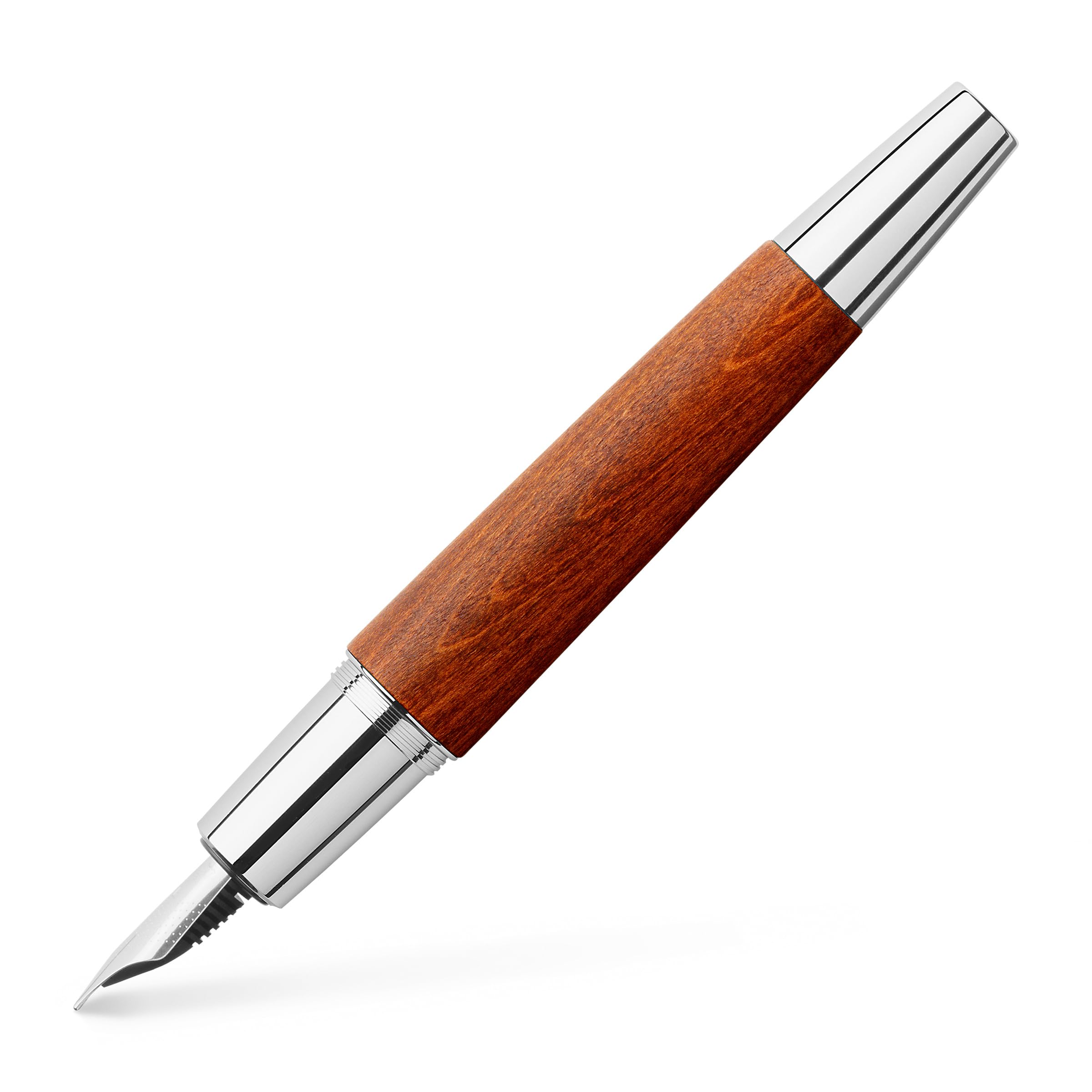 قلم خودنویس Faber-Castell e-motion رنگ چوب قهوه ای عرض نیب M شامل جعبه هدیه و تبدیل چنگال چوب انار قهوه ای قلم خودنویس M