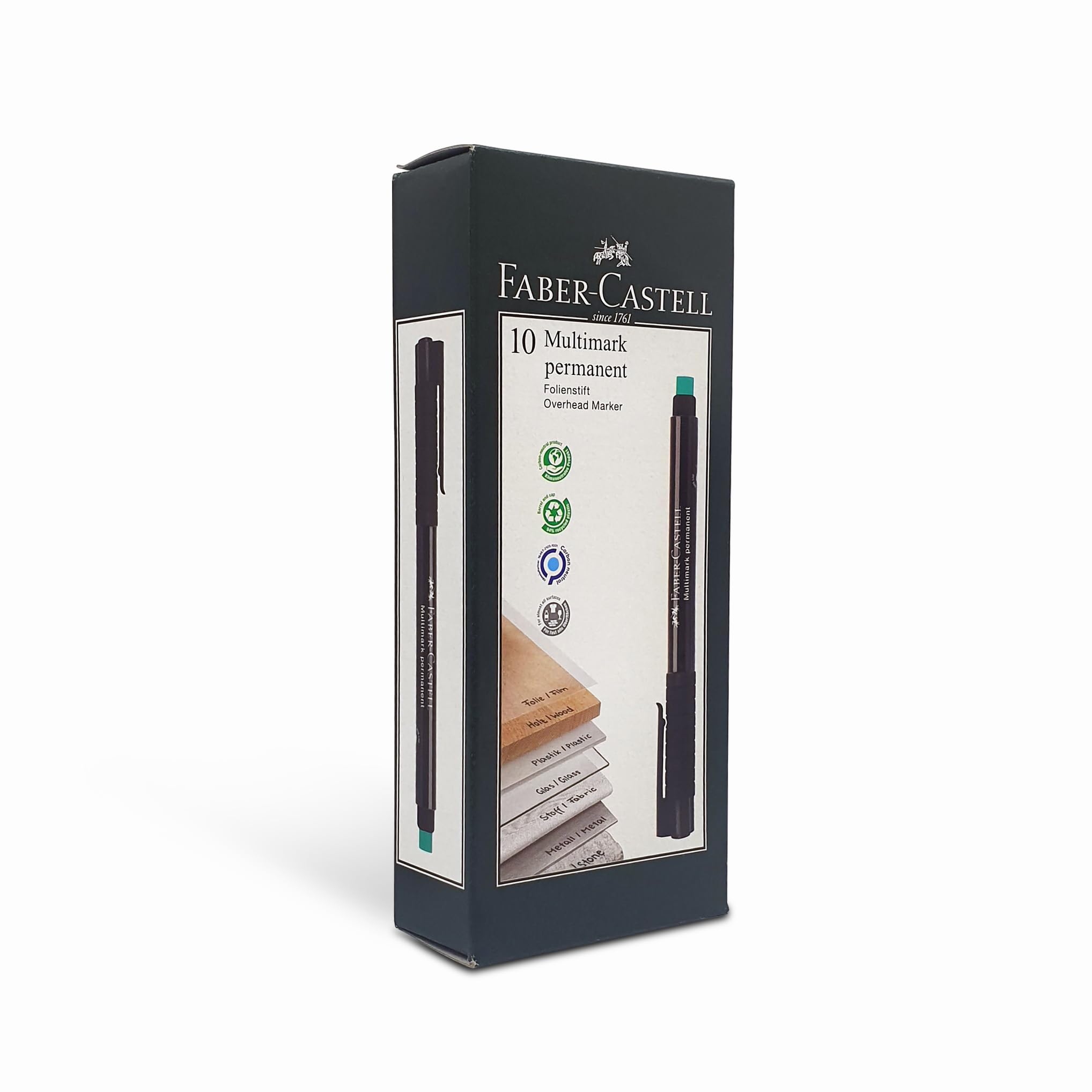 نوشتار، نویسنده دیجیتال Faber-Castell Multimark مداد نشان‌دهنده دائمی، F، سیاه 10 عدد، نشانگر چندمنظوره ضدآب