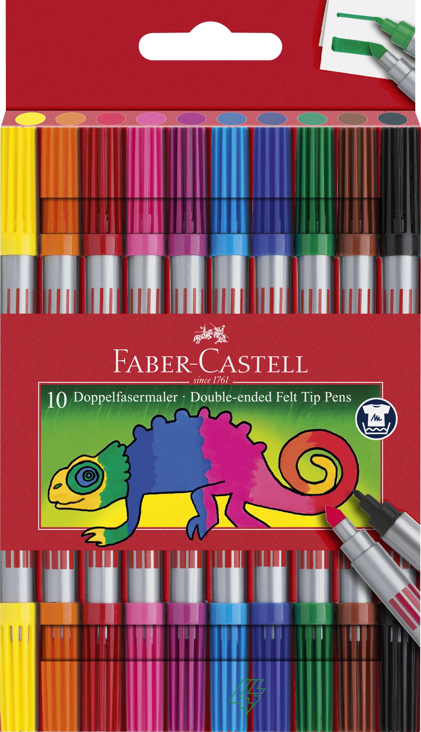 قلم‌های نازک دوطرفه Faber-Castell با 10 رنگ و نوک تیغه