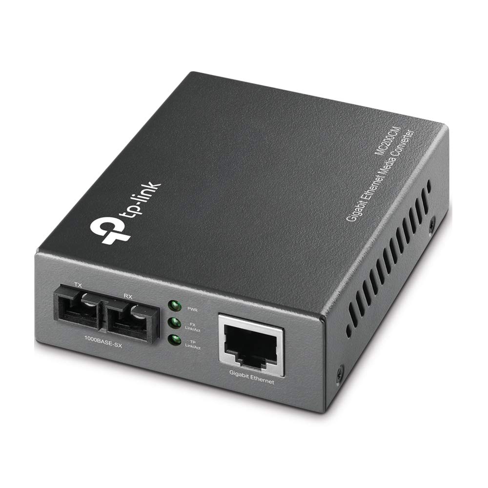 تبدیل کننده رسانه اترنت گیگابیت TP-Link MC200CM، دارای 2 پورت فیبر SC و 1 پورت RJ45، فیبر چند حالته، فاصله انتقال 550 متر چند حالته