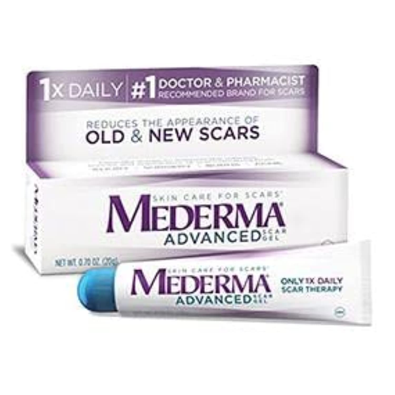 Mederma Advanced Scar Gel - 1 بار در روز: استفاده کمتر، صرفه جویی بیشتر - کاهش ظاهر زخم‌های قدیمی و جدید - # 1 برند پزشک و داروساز پیشنهاد شده برای زخم‌ها - 0.7 اونس، 0.7 اونس