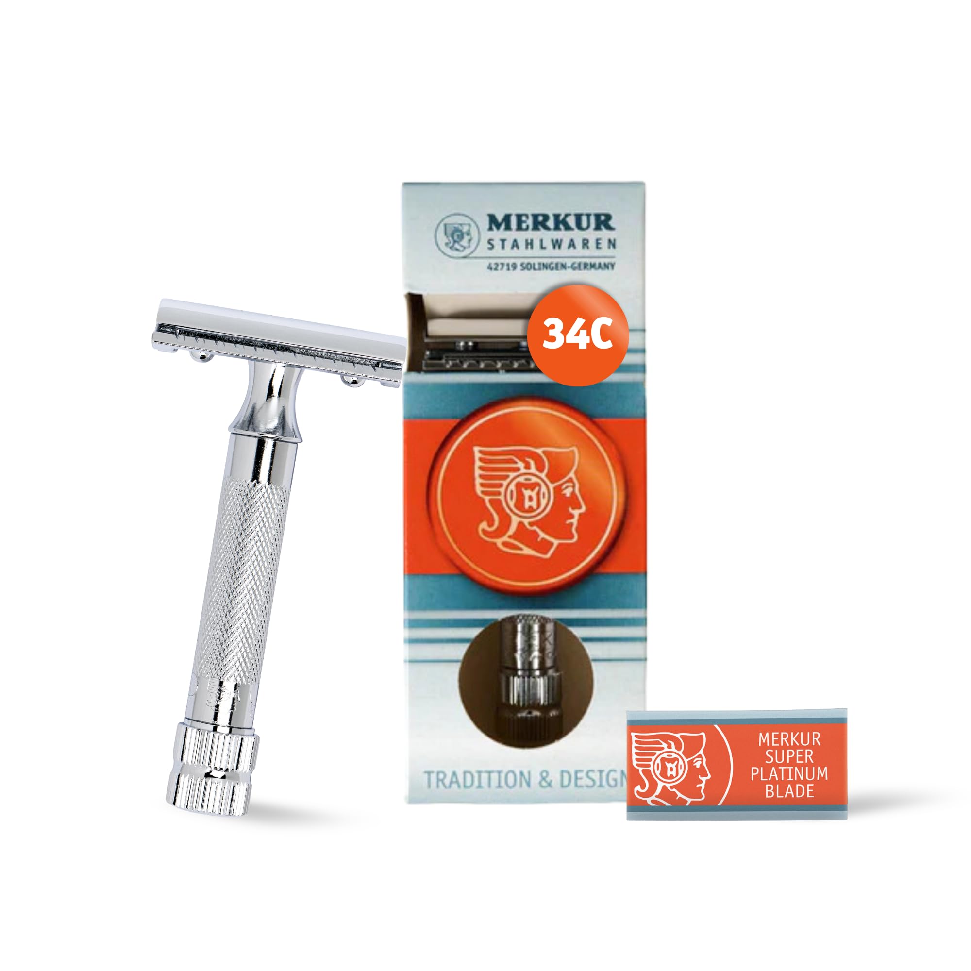 تیغه اصلاح دو لبه مرکور Mk34c با دسته کوتاه سنگین MK-34C