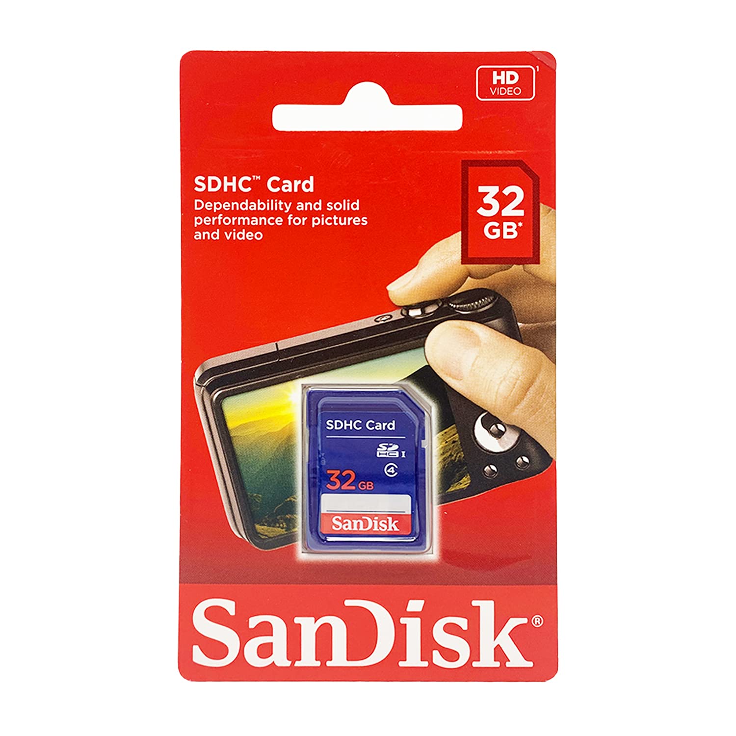 کارت حافظه فلش SanDisk SD 32 گیگابایت SDSDB-032G با بسته‌بندی خرده‌فروشی 32 گیگابایت