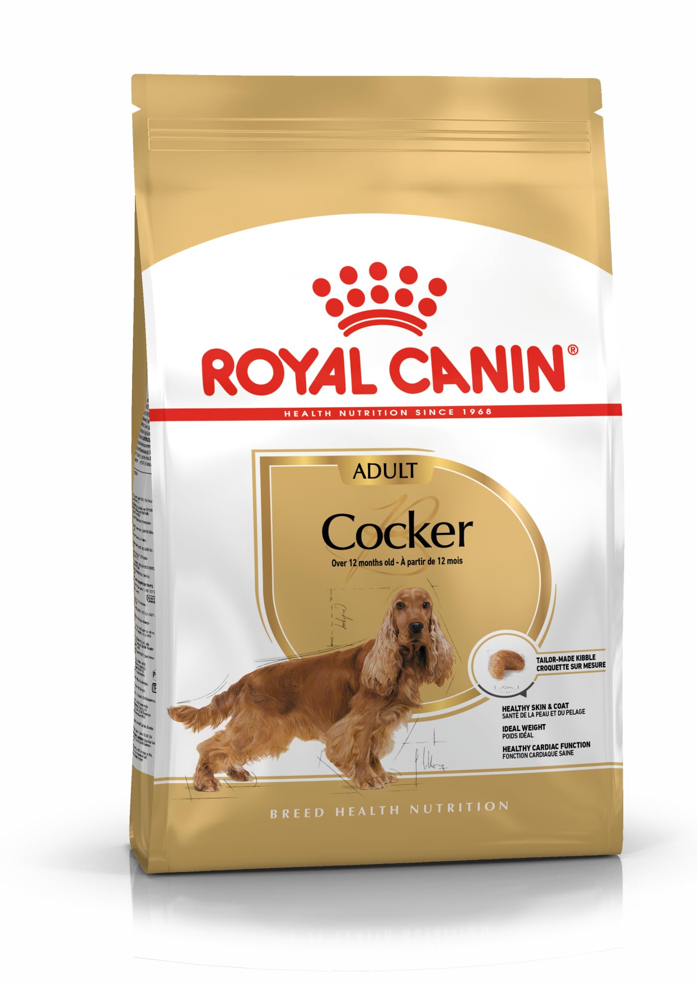 غذای سگ Royal Canin Bhn Cocker Adult 3 کیلوگرم، تغذیه سلامت نژاد سگ، چندرنگ، 02Rcc3، غذای اسپانیل