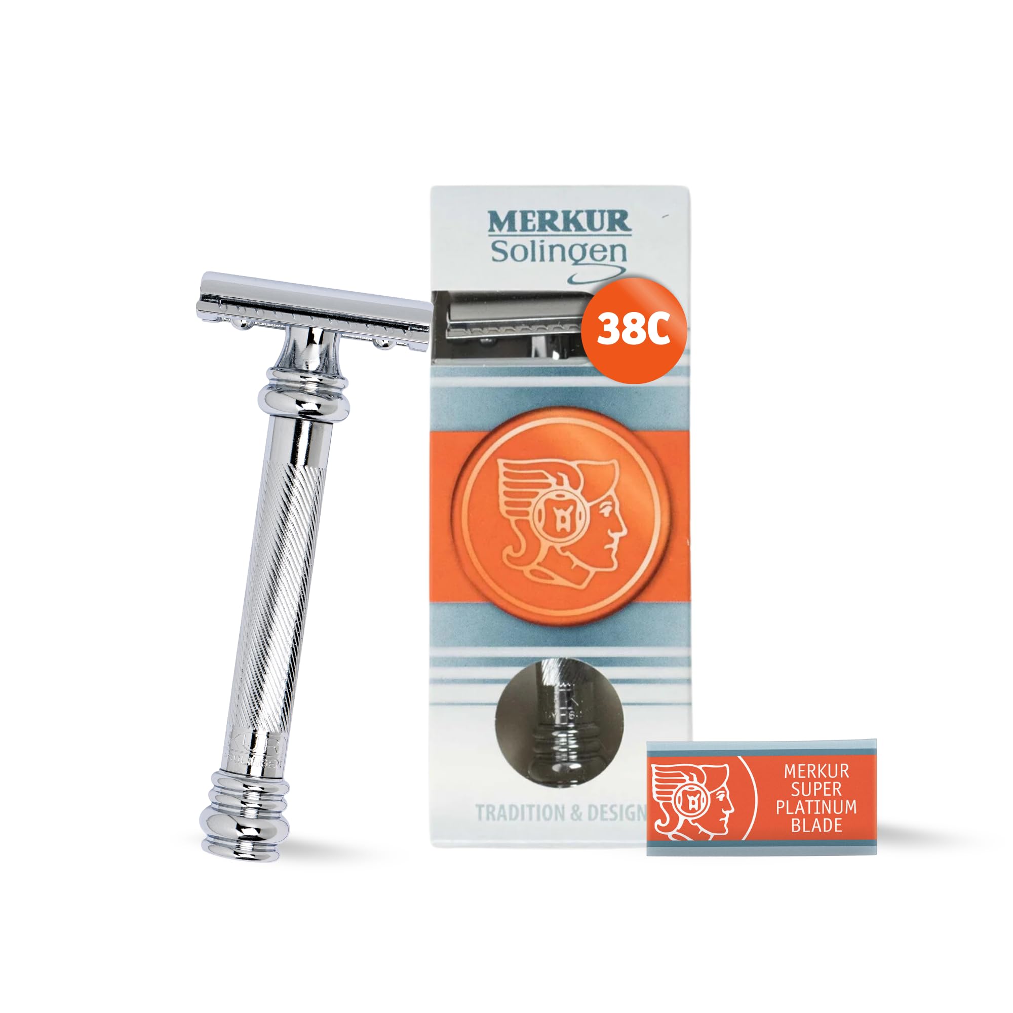 خرید، تیغ ایمنی Merkur Heavy Duty Long Barber Pole Safety Razor، کروم MK-38C