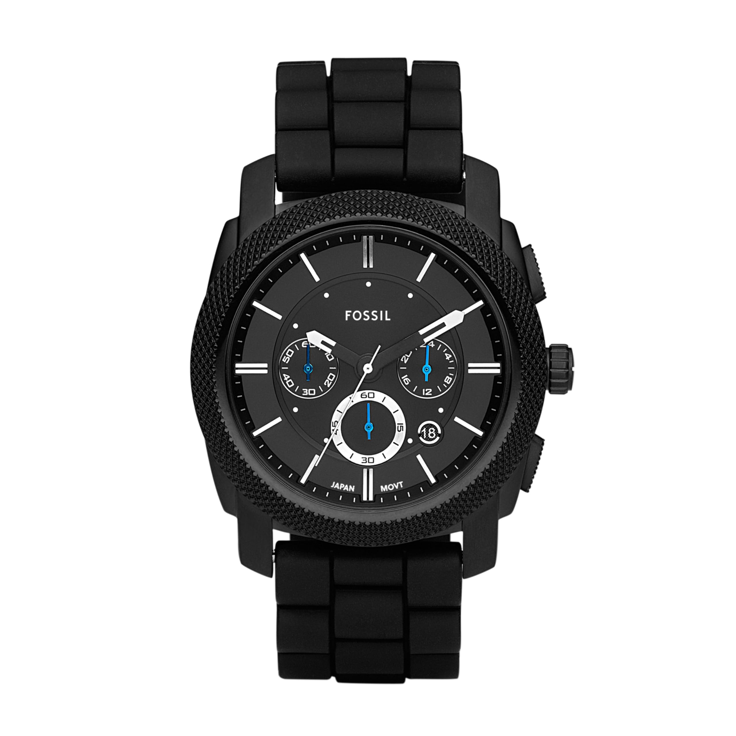 ساعت مردانه Fossil Machine با بند استیل یا چرم، نمایشگر کرونوگراف یا آنالوگ، رنگ مشکی
