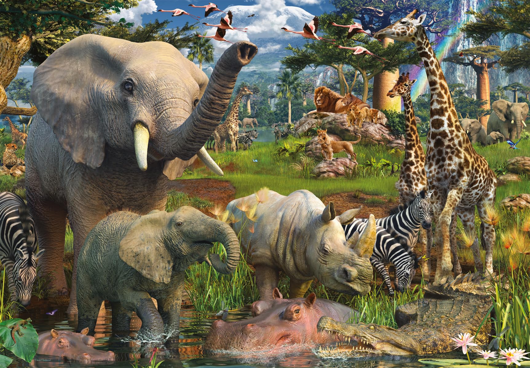 پازل 18000 قطعه‌ای Ravensburger At The Waterhole برای بزرگسالان - تکنولوژی Softclick به معنای این است که قطعات به‌طور کامل با یکدیگر جور در می‌آیند