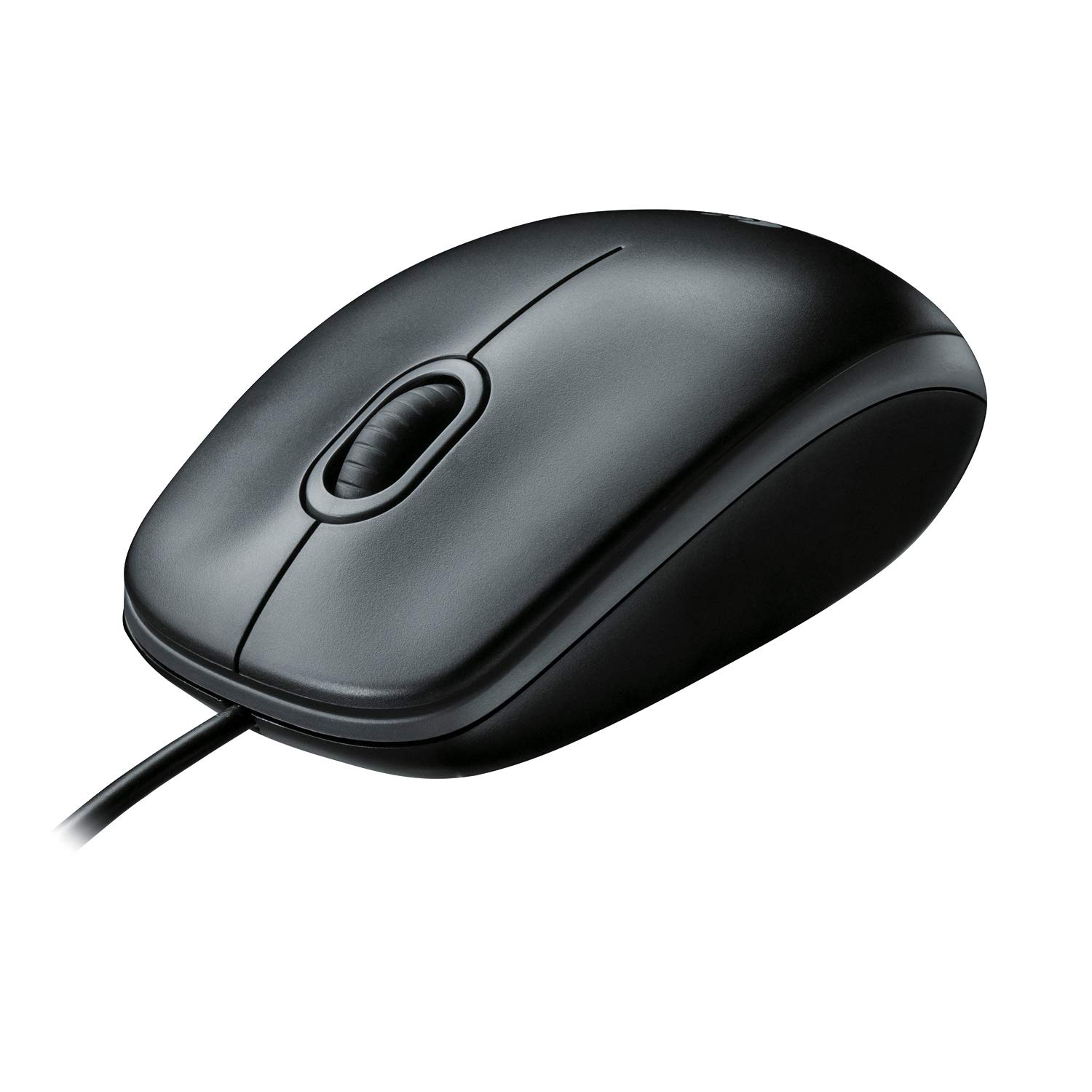 موش Logitech M100 باسیم USB، 3 دکمه، 1000 نقطه در اینچ، پیگیری نوری، دو دست دار، سازگار با کامپیوتر، مک، لپ تاپ - خاکستری مشکی
