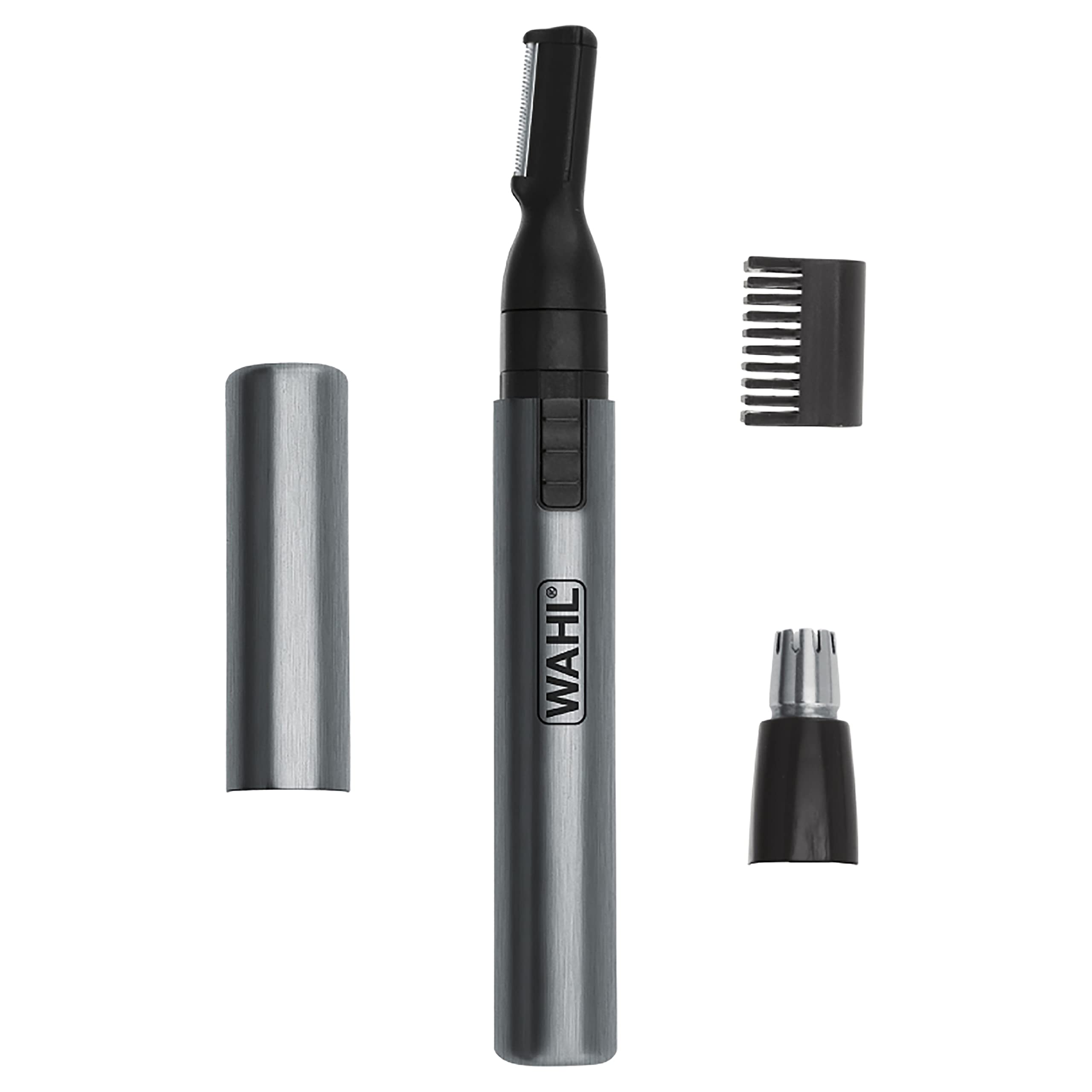 توریم خصوصی Wahl Micro Groomsman باتری برای بهداشت مو برای استفاده با سر قابل شستشو و قابل تعویض برای ابروها، خط گردن، بینی، گوشها و سایر جزئیات - 05640-600 نیکل/سیاه