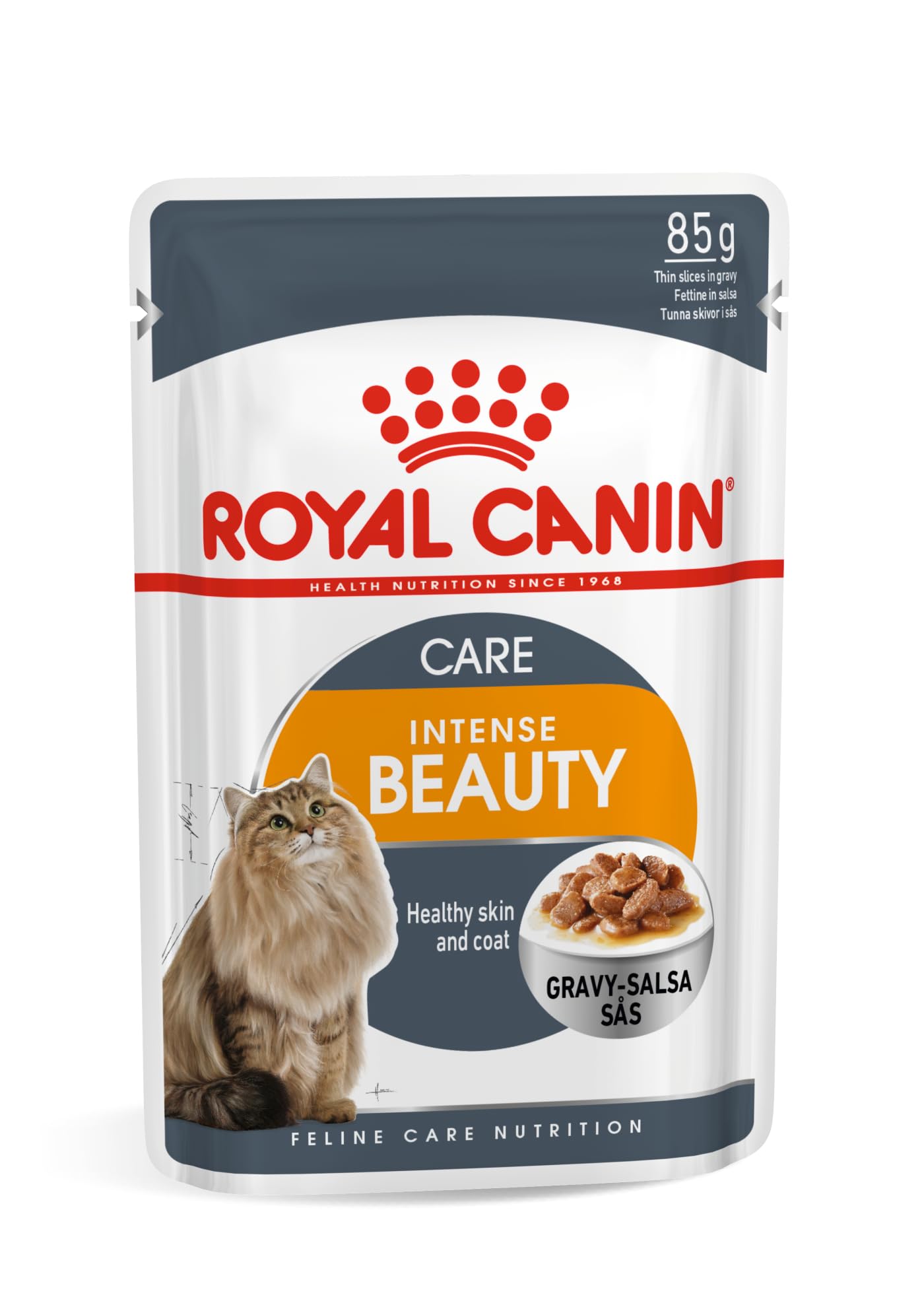 مواد غذایی گربه بالغ Royal Canin Feline Care Nutrition Hair & Skin در سس گرم BOX - 12X85G Single