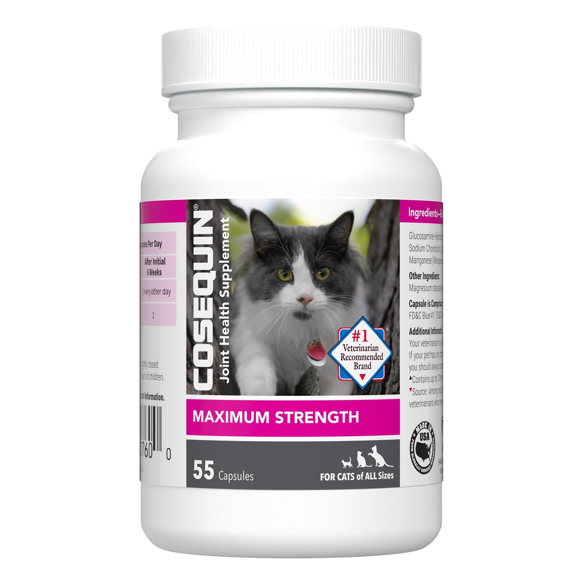 مکمل سلامت مفصل Nutramax Laboratories Cosequin برای گربه‌ها - با گلوکوزامین و کندرویتین، ۵۵ کپسول، ۵۵ عدد، ۱ بسته