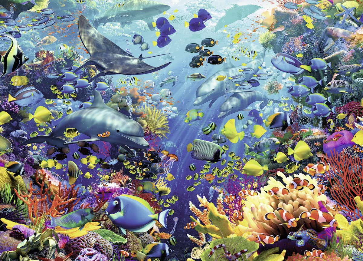 "The translation for Ravensburger Underwater Paradise 9000 Piece Jigsaw Puzzle for Adults – Softclick Technology Means Pieces Fit Together Perfectly in Persian is: ماجرای زیر آبی راونزبورگ یک پازل 9000 تکه برای بزرگسالان - تکنولوژی سافت‌کلیک به معنای قطعاتی که به طور کامل با هم به هم می‌خورند"