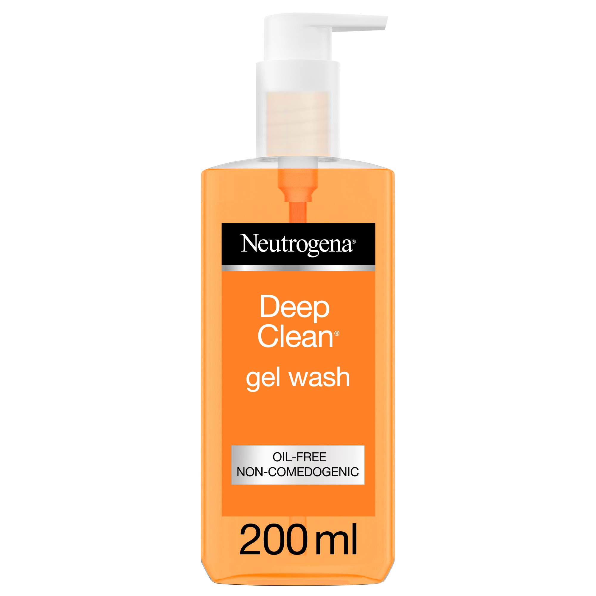 شستشوی ژل Neutrogena Deep Clean، ۲۰۰ میلی لیتر، برای انواع پوست، شامل پوست چرب، مسدود و پر از جوش، حذف سلول‌های مرده پوست برای یک رنگ پوست تازه و روشن