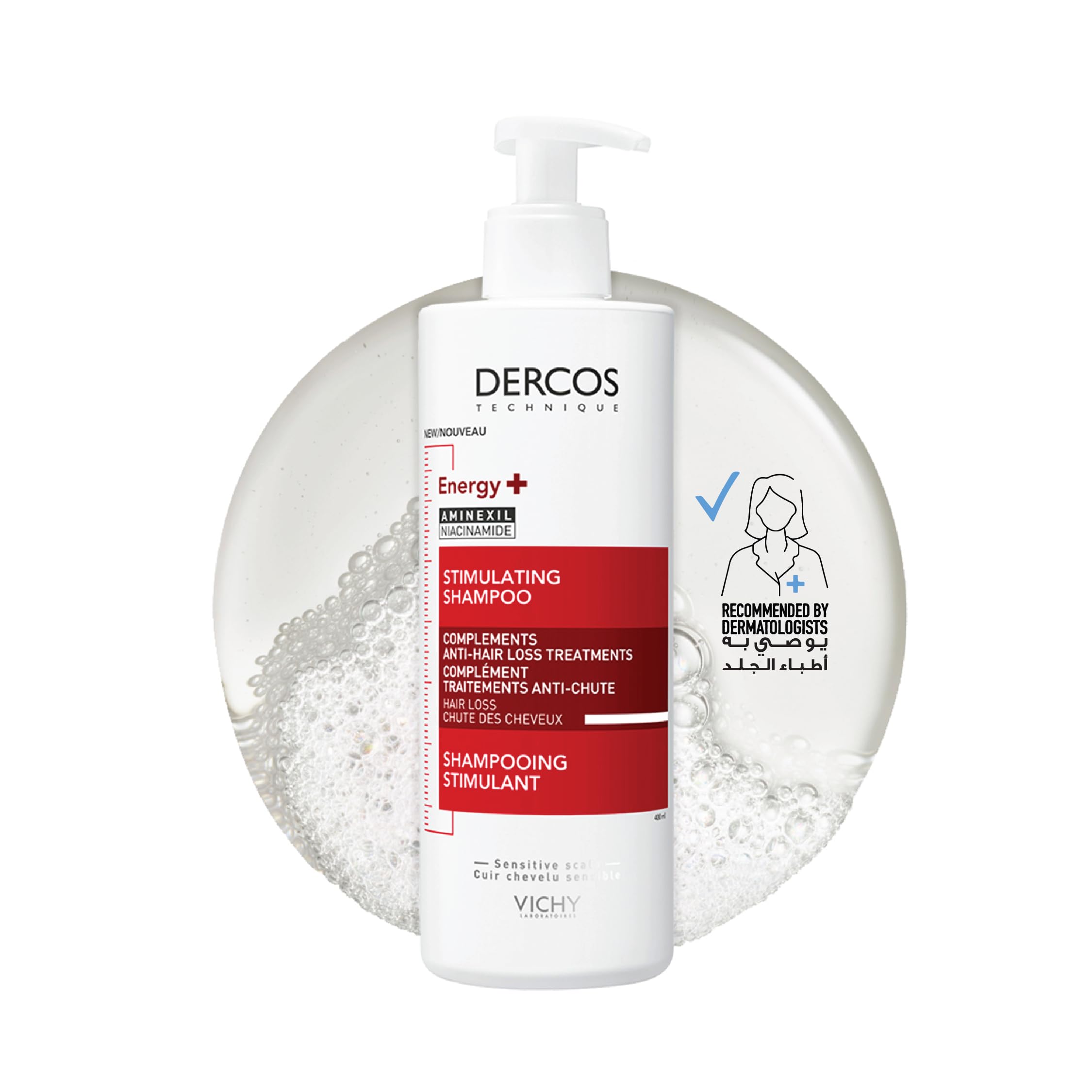 شامپو ضد ریزش مو و محرک انرژی Vichy Dercos Energy + با آمینکسیل 400 میلی لیتر