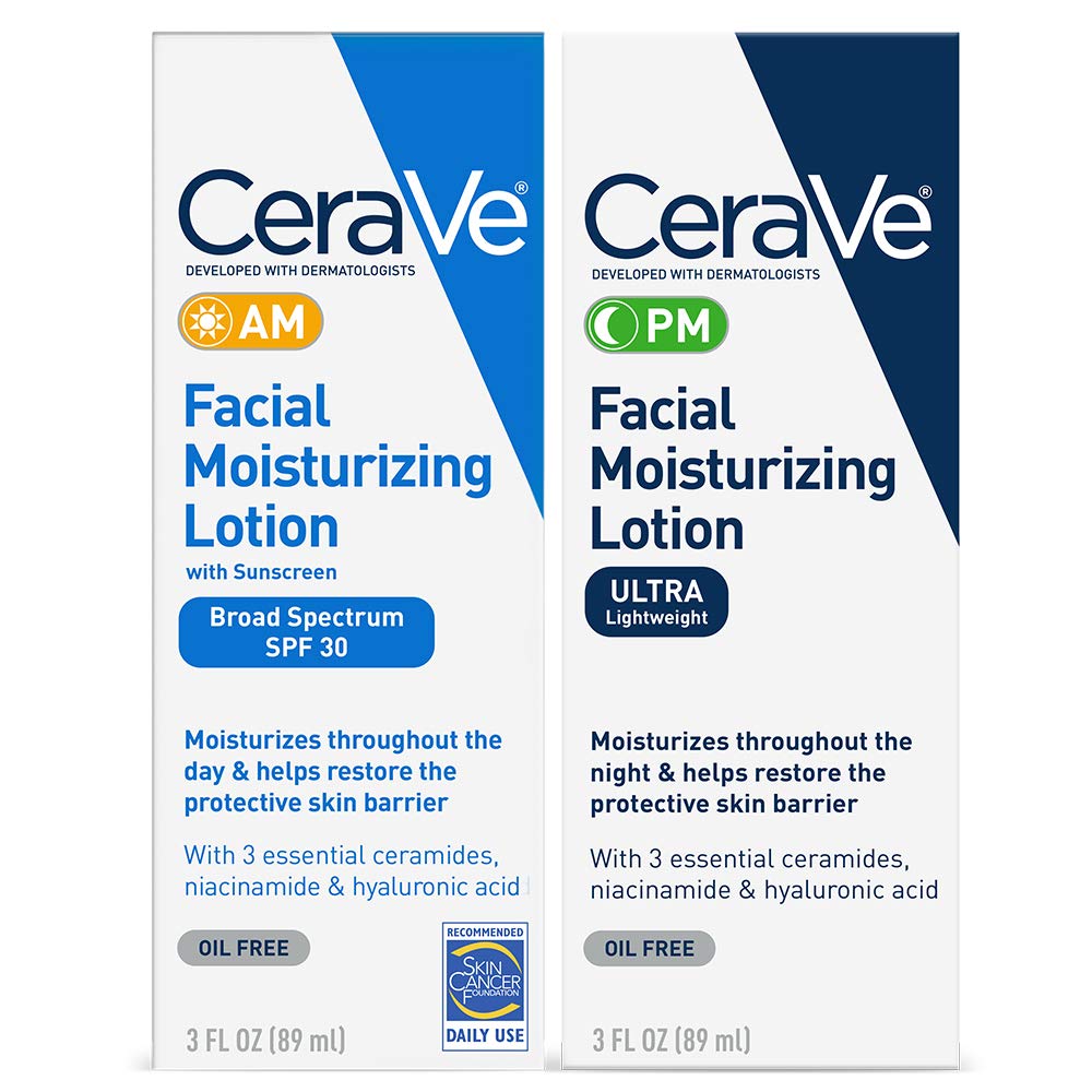 لوسیون مرطوب‌کننده صورت CeraVe 3 اونس (بسته ۲ عددی) مجموعه صبح و شب (بسته‌بندی ممکن است متغیر باشد)