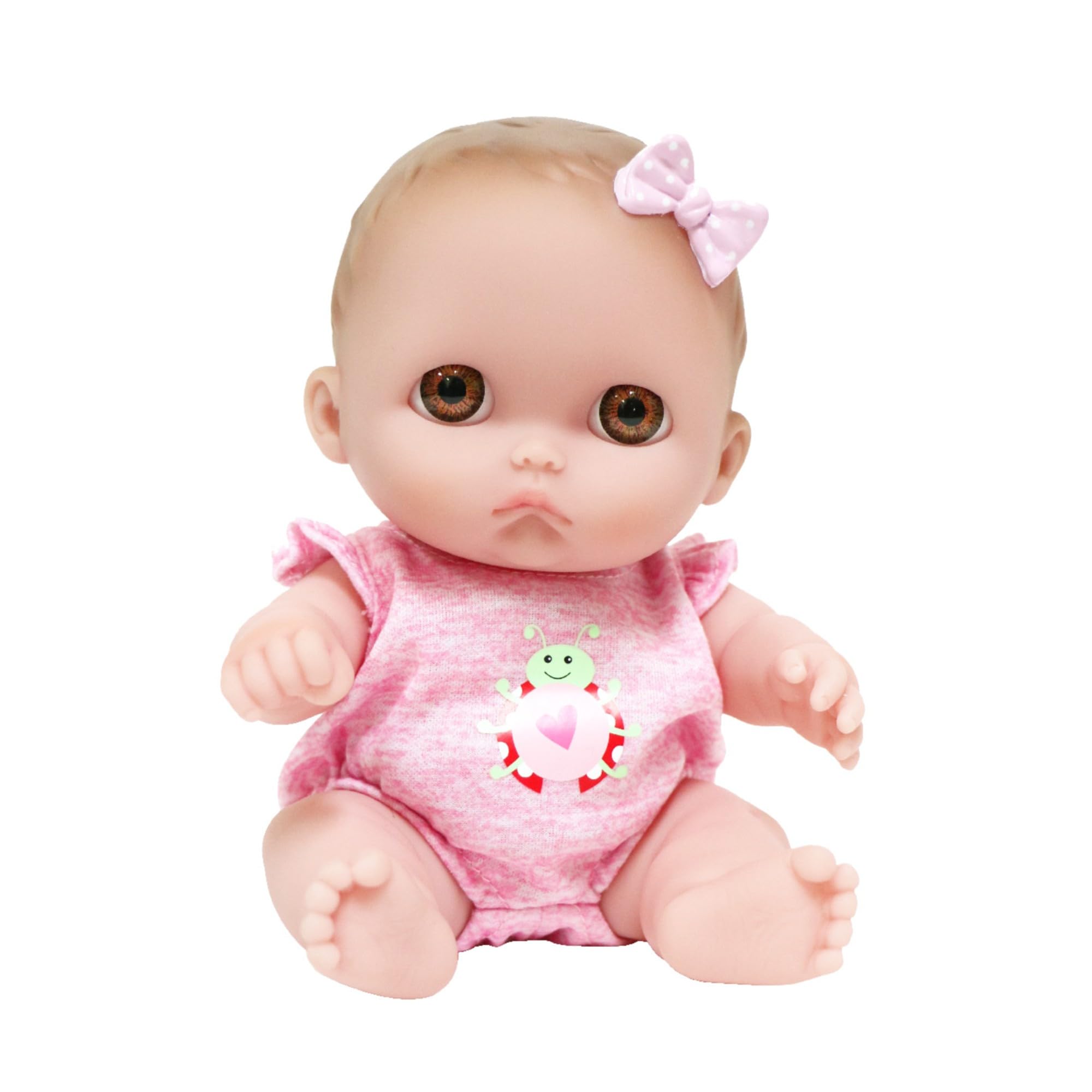 عروسک نوزاد JC Toys Lil Cutesies 8.5 اینچی | قابل حرکت و قابل شستشو | لباس قابل جدا شدن | میمی - چشم‌های قهوه‌ای | | مناسب برای 2 سال به بالا