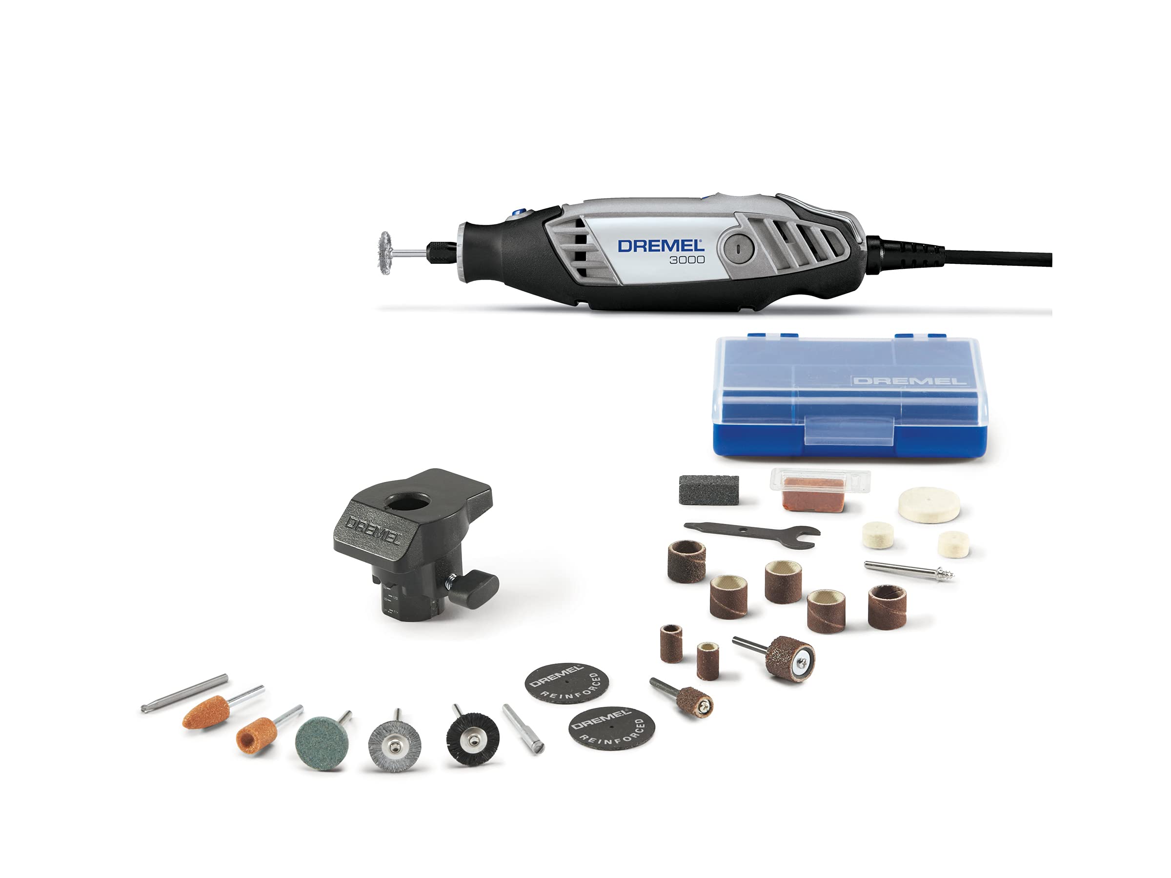 جعبه ابزار چرخشی با سرعت متغیر Dremel 3000-1/24 - 1 پیوست و 24 لوازم جانبی - ایده‌آل برای برش، چوب‌زنی، سنگ‌زنی، تراشکاری، حکاکی، صنایع دستی و ساخت‌خود  مجموعه Dremel 3000