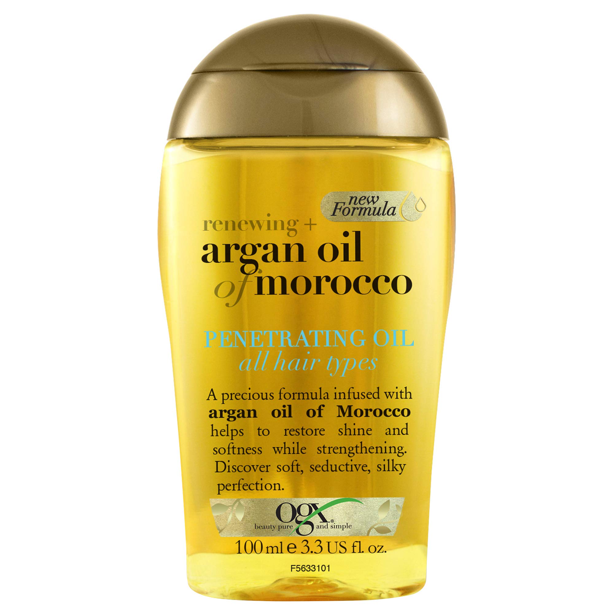 روغن موی OGX، تجدید کننده+ روغن آرگان از مراکش، روغن نفوذی، برای تمام انواع مو، 100 میلی لیتر (بسته‌ای یک عدد)