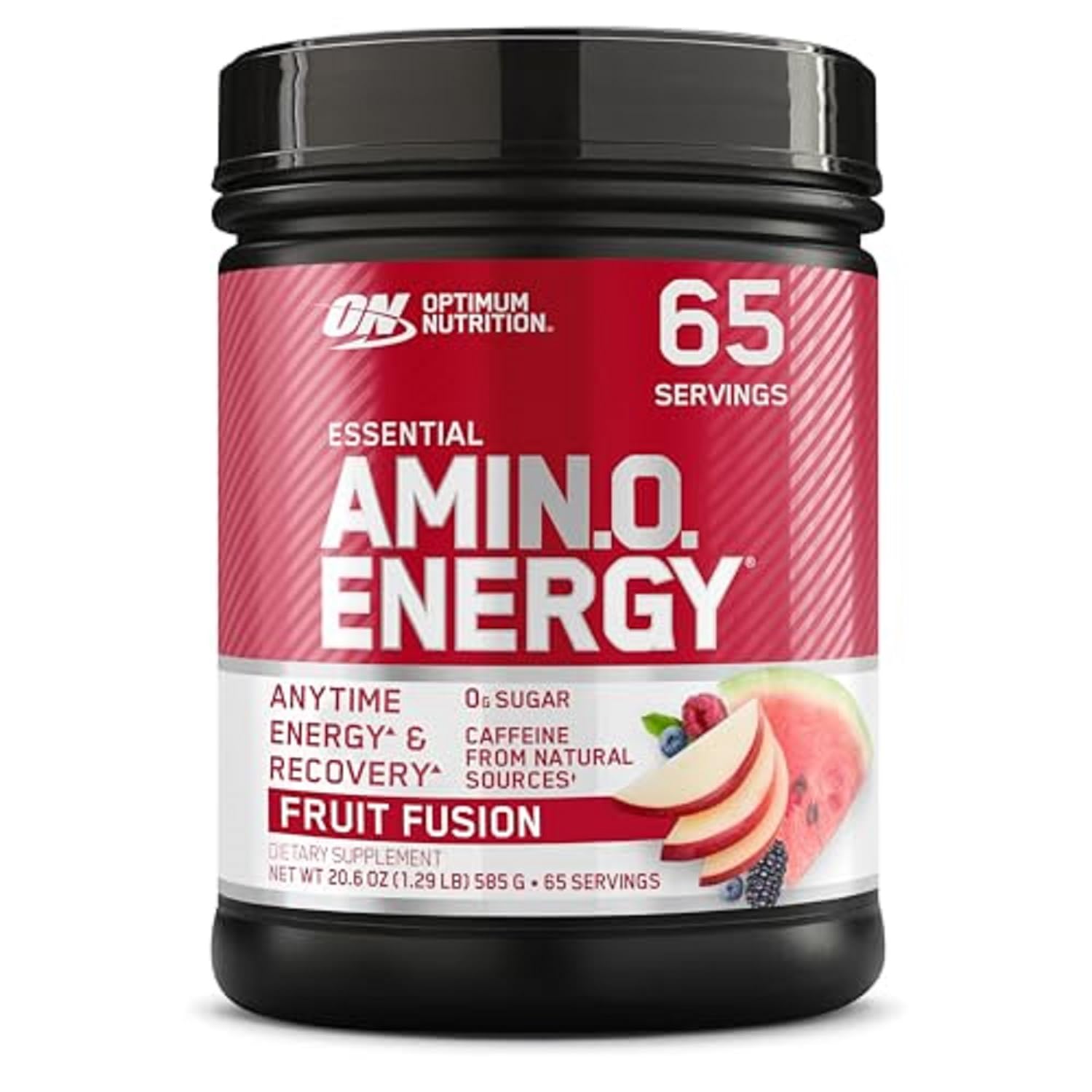 پودر انرژی Optimum Nutrition Amino Energy - پیش تمرینی با چای سبز، BCAA، اسیدهای آمینه، مناسب کتونیک، عصاره قهوه سبز - میوه فیوژن، ۶۵ سروینگ میوه فیوژن ۶۵ سرویس