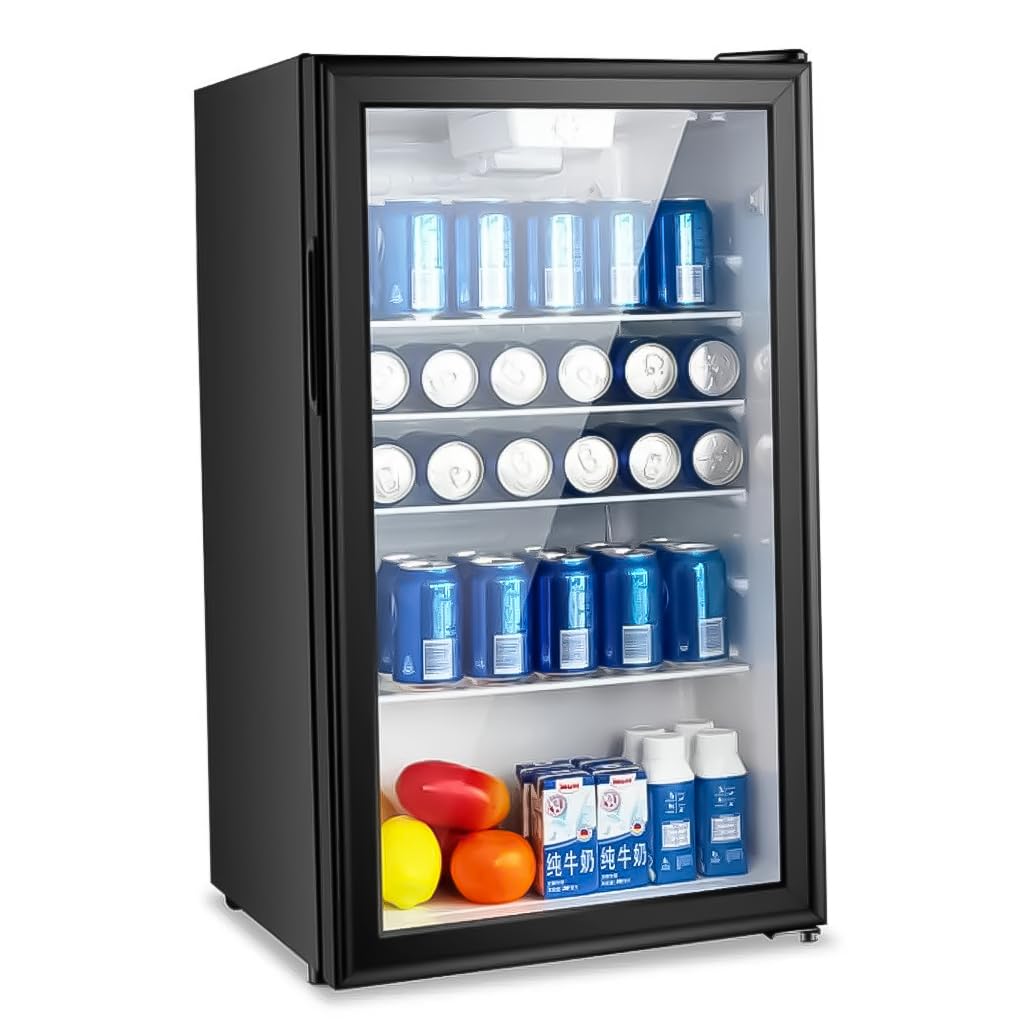 یخچال با ظرفیت بزرگ DLC با دمای قابل تنظیم، نور LED، فضای 90 لیتری، رنگ مشکی