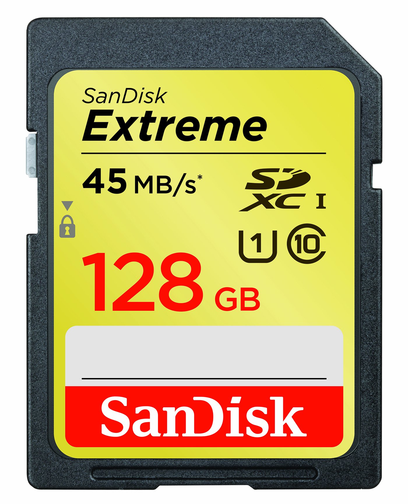 کارت حافظه SanDisk SDSDX-128G-X46 Extreme SDXC UHS-I Class 10 با ظرفیت ۱۲۸ گیگابایت، تا ۴۵ مگابایت بر ثانیه سرعت خواندن - بسته‌بندی استاندارد