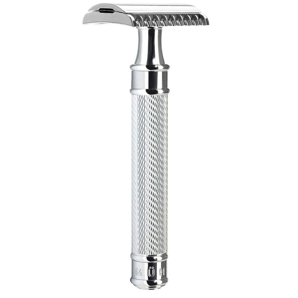 تیغ ایمنی دو لبه MÜHLE Open Comb Double Edge Safety Razor، R41، فلز آبکاری شده کروم - دندانه‌های باز