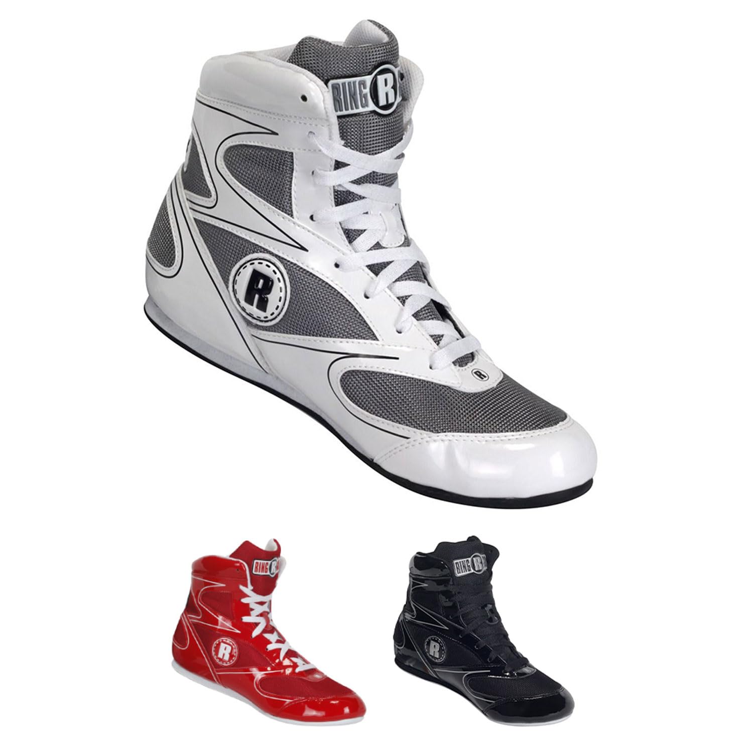 Ringside Diablo Boxing Shoes, Synthetic Leather Shoes for Men and Women, Lightweight, Low-Top Ankle Shoes for Boxing, Wrestling, Workout, Training, and Competition, Available in Different Sizes (2-13) White 37.5 EU