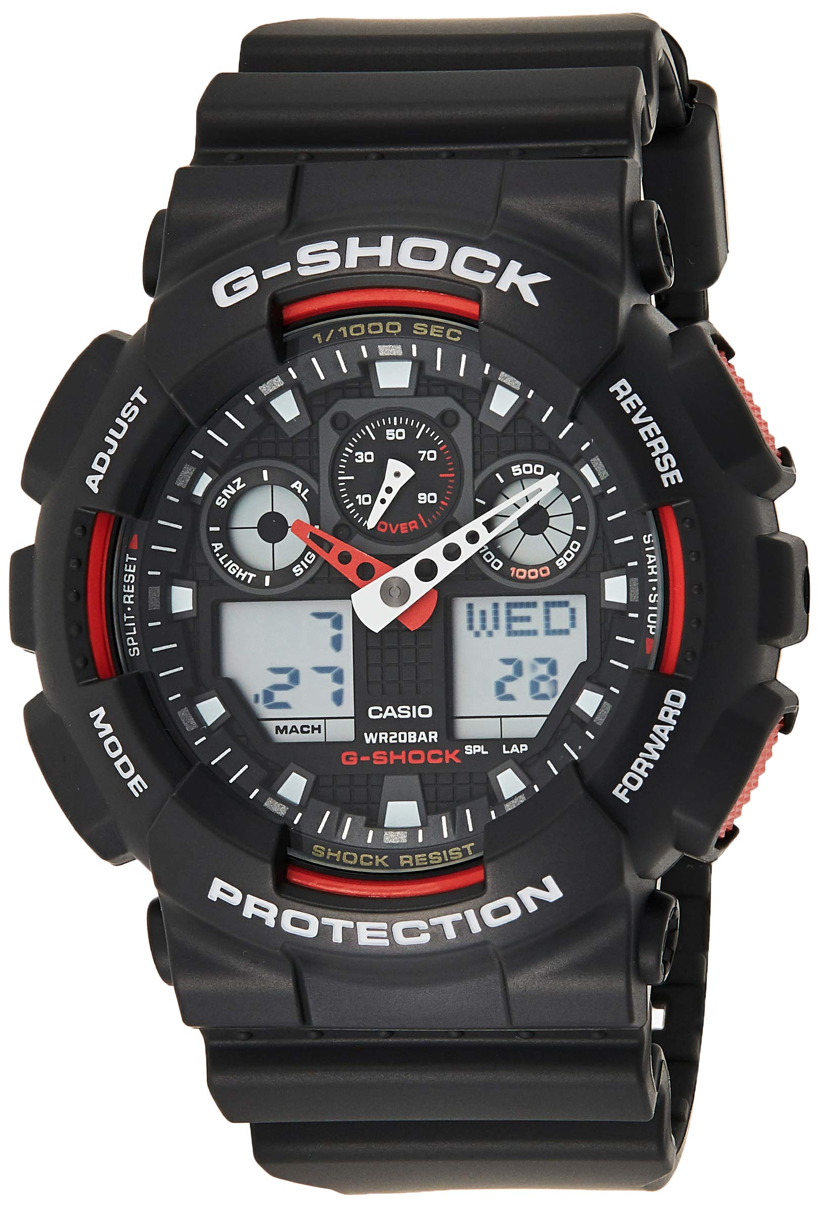 ساعت کوارتز مردانه Casio، نمایشگر آنالوگ-دیجیتال و بند پلاستیکی Ga100-1A4