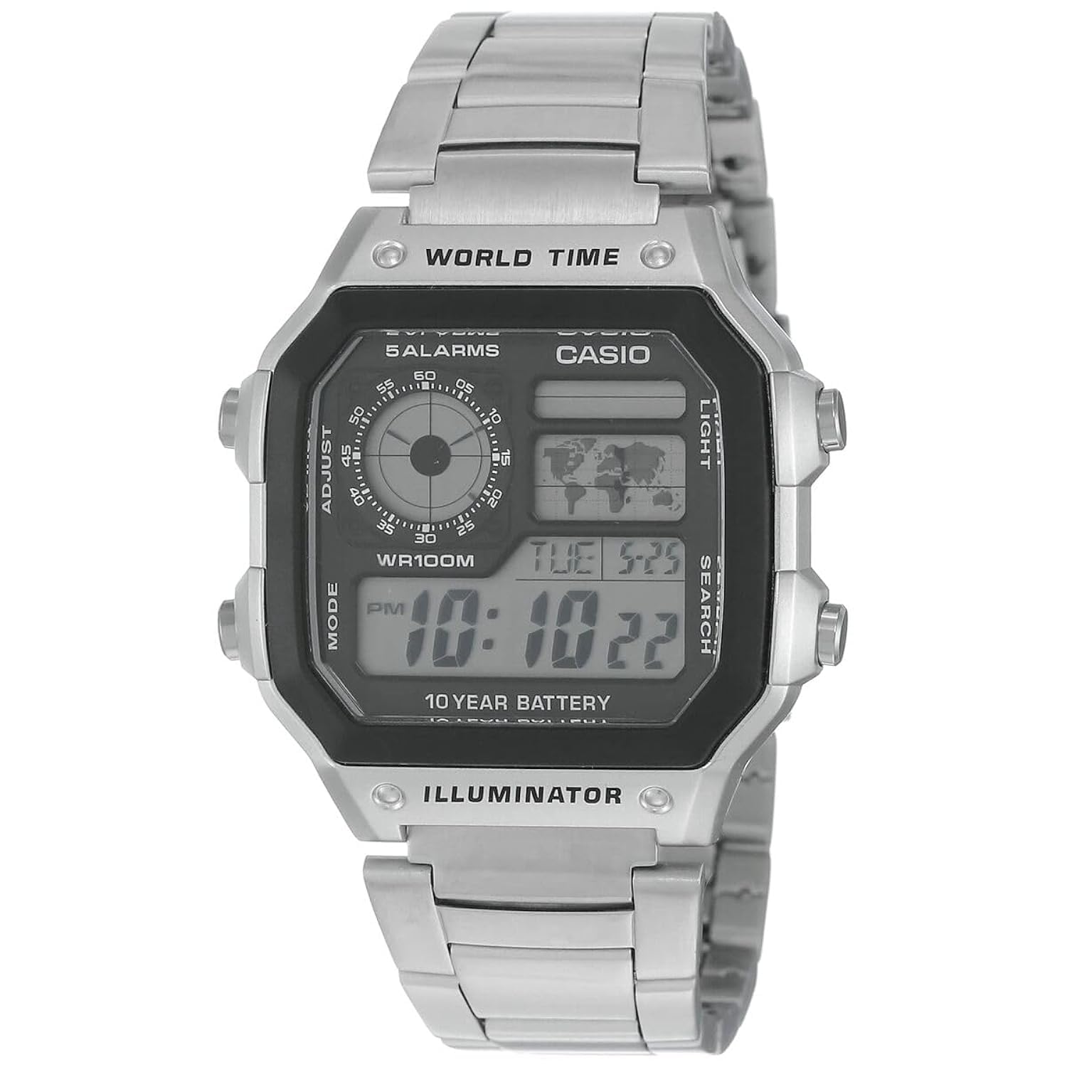Casio Men's Watch - AE-1200WHD-1AVDF Black Dial, Silver Band