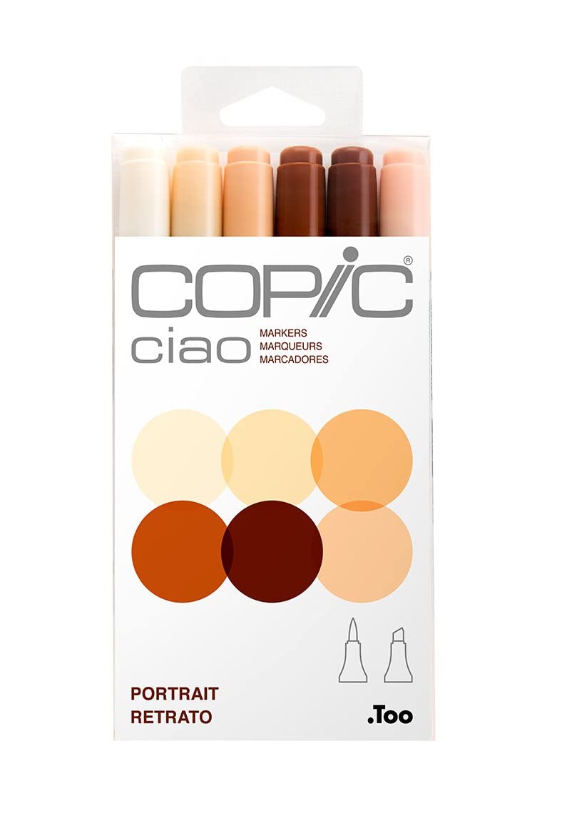 مدادهای رنگی Copic Ciao MRKR 6 درآمیزه PORTRAIT، مجموعه 6 عددی با تصاویر چهره