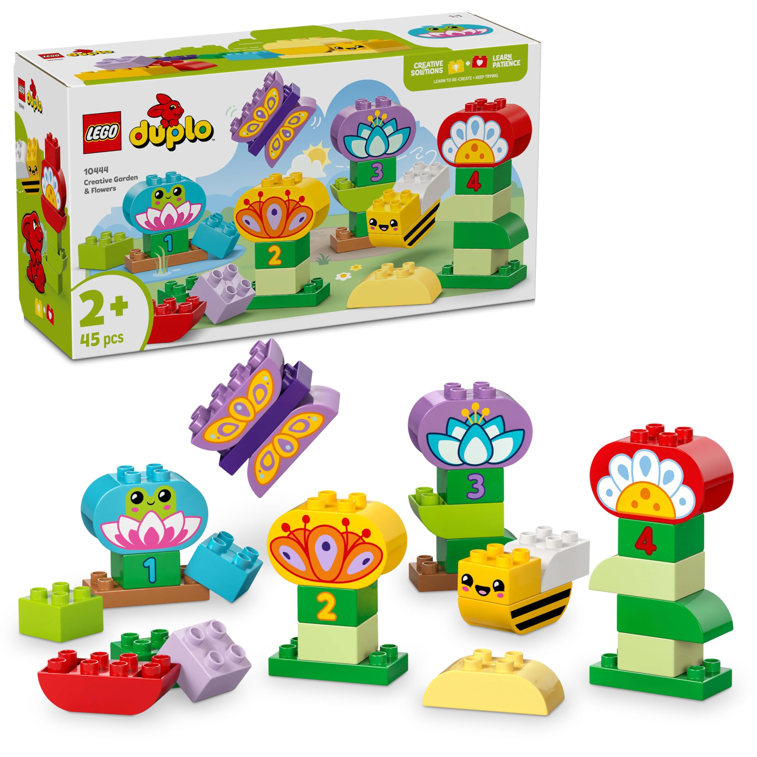 مجموعه آموزشی LEGO DUPLO درختچه و گل‌ها، مجموعه مونته‌سوری کودکانه ایجاد خلاقیت در بازی برای کودکان ۲ سال به بالا، پسران و دختران، مجموعه آموزشی برای توسعه مهارت‌های حرکتی دقیق