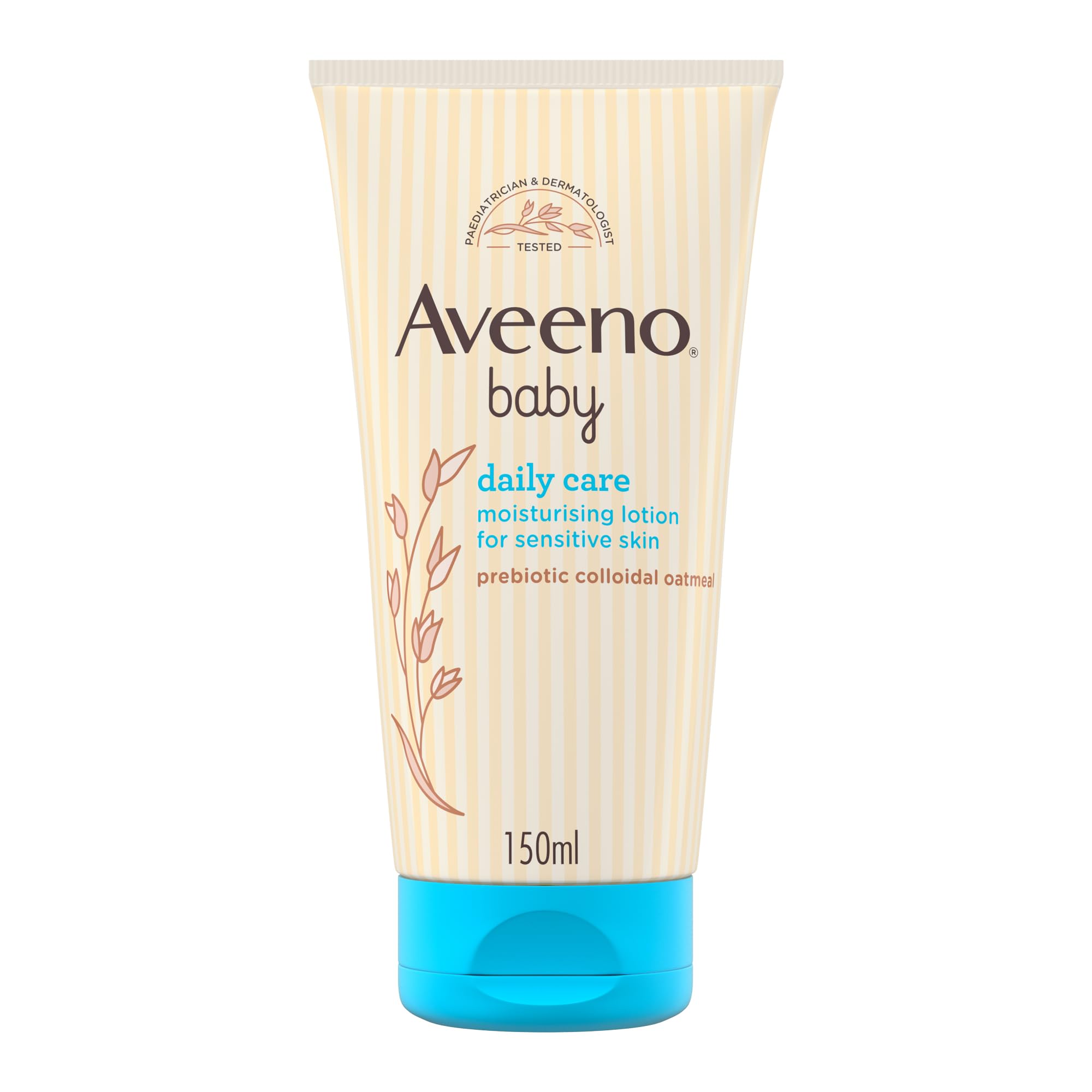 لوسیون مرطوب کننده روزانه بچه‌ها Aveeno Baby (1x 150 میلی‌لیتر)، کارآیی بالینی برای ترطیب و بازسازی حفاظت طبیعی پوست بچه‌ها تا 24 ساعته، فرمول ملایم و مغذی 150 میلی‌لیتر (بسته‌بندی 1 عدد) لوسیون بچه‌ها