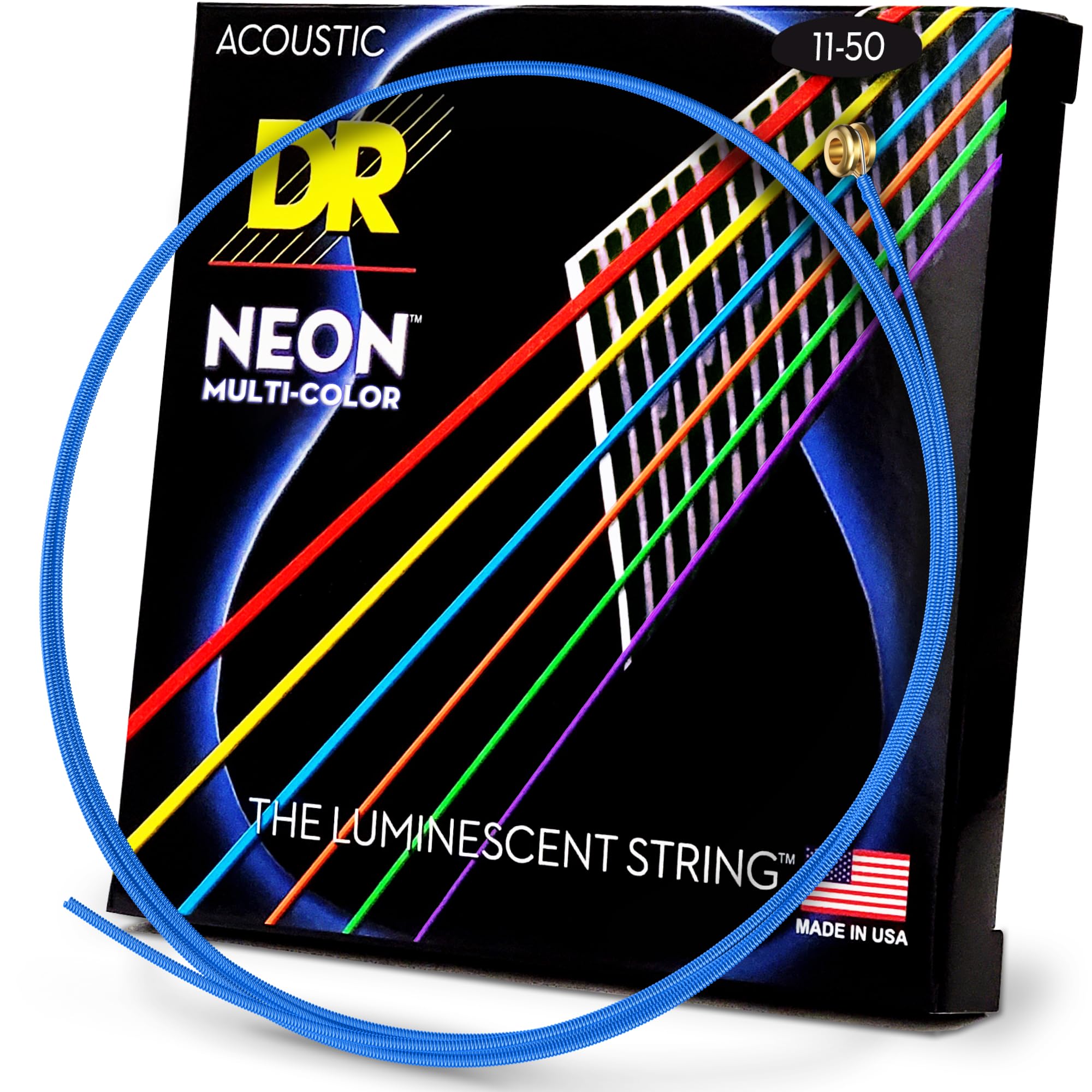 رشته های نورانی DR NEON NMCA-11 برای گیتار آکوستیک، لایت سفارشی، چند رنگ، اندازه کامل 4/4