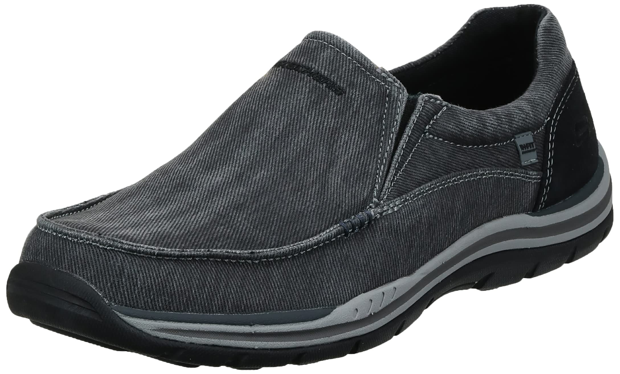 Skechers EXPECTED- AVILLO موکاسین مردانه، سایز ۴۴ (EU)، کنواس/جیر مشکی