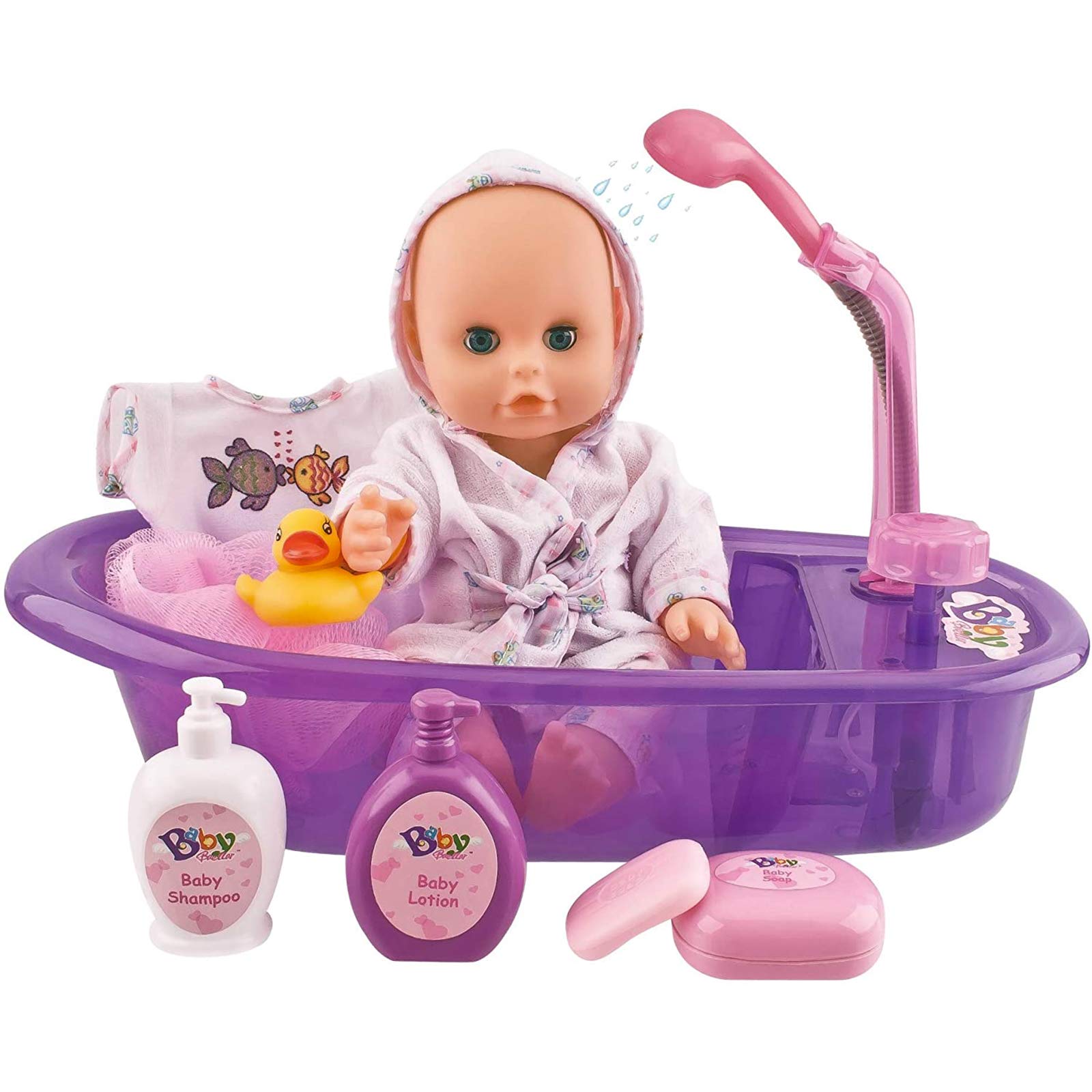 Liberty Imports Little Baby 13" Bathtime Doll Bath Set | Real Working Bathtub with Detachable Shower Spray for Kids Play

لیبرتی ایمپورتس بچه کوچک 13 اینچی کرم‌زدن عروس حمام | واقعی کارکرد حوض حمام با اسپری دوش قابل جدا شدن برای بازی کودکان