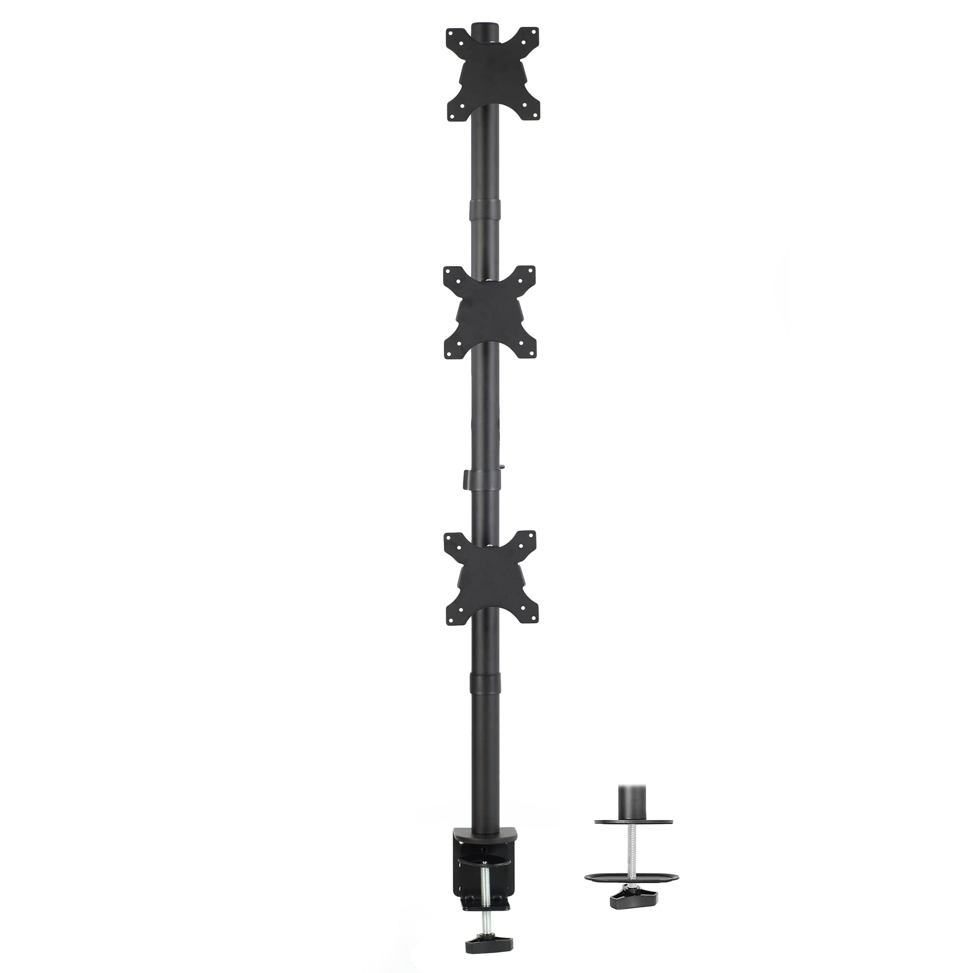 ساچمه میز VIVO Triple LCD Monitor Desk Stand, Desktop Mount, Free Standing Vertical 3 Screens up to 27" (STAND-V003V) Desk Clamp