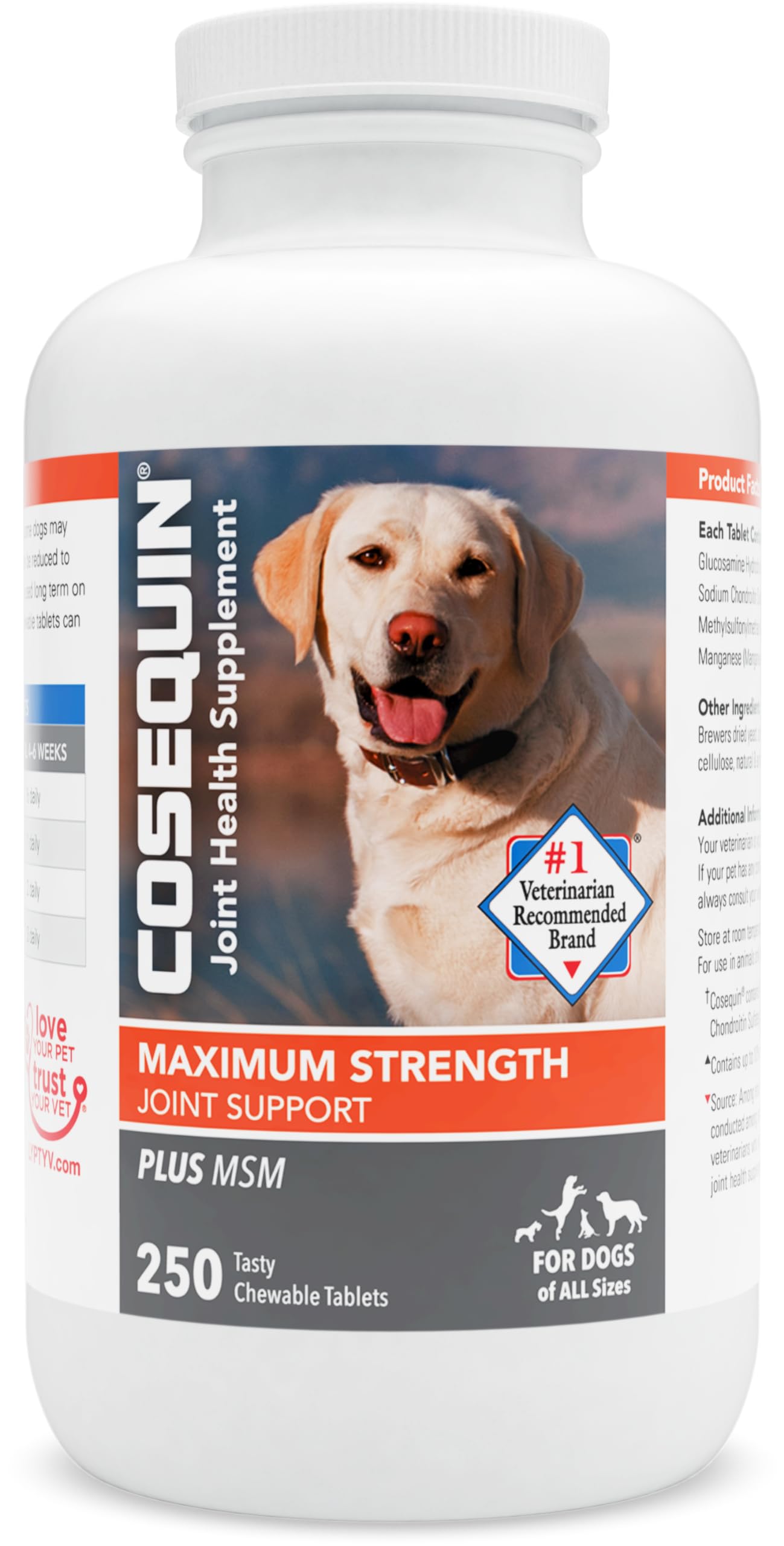 لابراتوری‌های Nutramax COSEQUIN مکمل حداکثر قدرت مفصلی به همراه MSM - با گلوکوزامین و کندروئیتین - برای سگ‌هاست