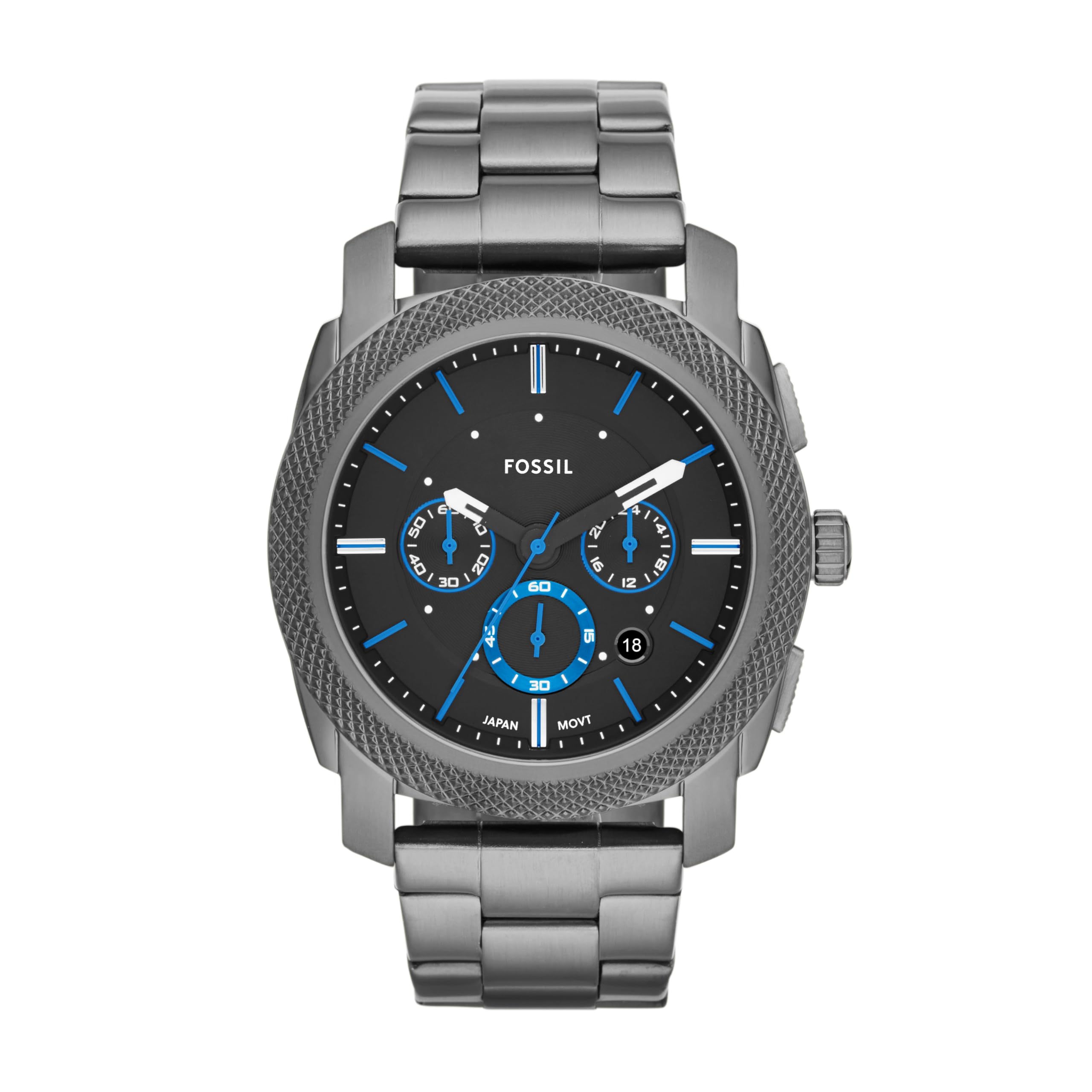 ساعت مردانه Fossil Machine با بند استیل یا چرم، نمایشگر کرونوگراف یا آنالوگ - اسموک