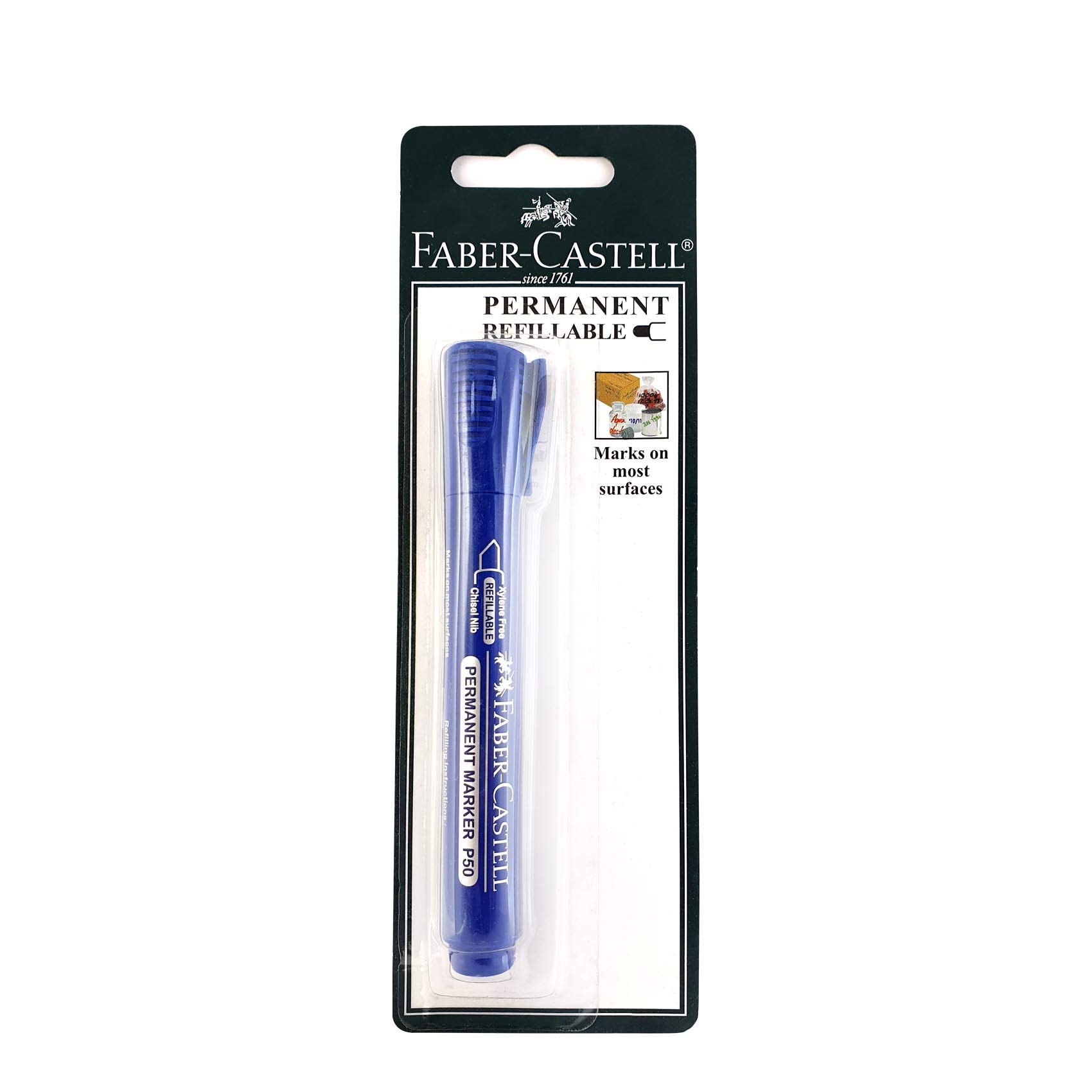 مداد نشانگر دائمی Faber-Castell با نوک چیزل آبی