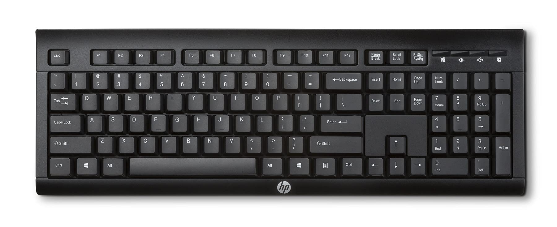کیبورد بی‌سیم USB HP K2500 مشکی با فرکانس 2.4 گیگاهرتز (طرح کیبورد بریتانیایی) - اندازه کامل، مناسب برای استفاده در خانه، دفتر کار و کار با کامپیوتر، لپ‌تاپ و دسکتاپ