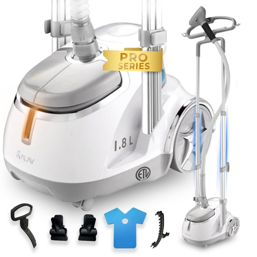 استیمر لباس حرفه ای دو تیغه سری پروفسوریونال SALAV با پدال پا، نقره ای GS45-DJ