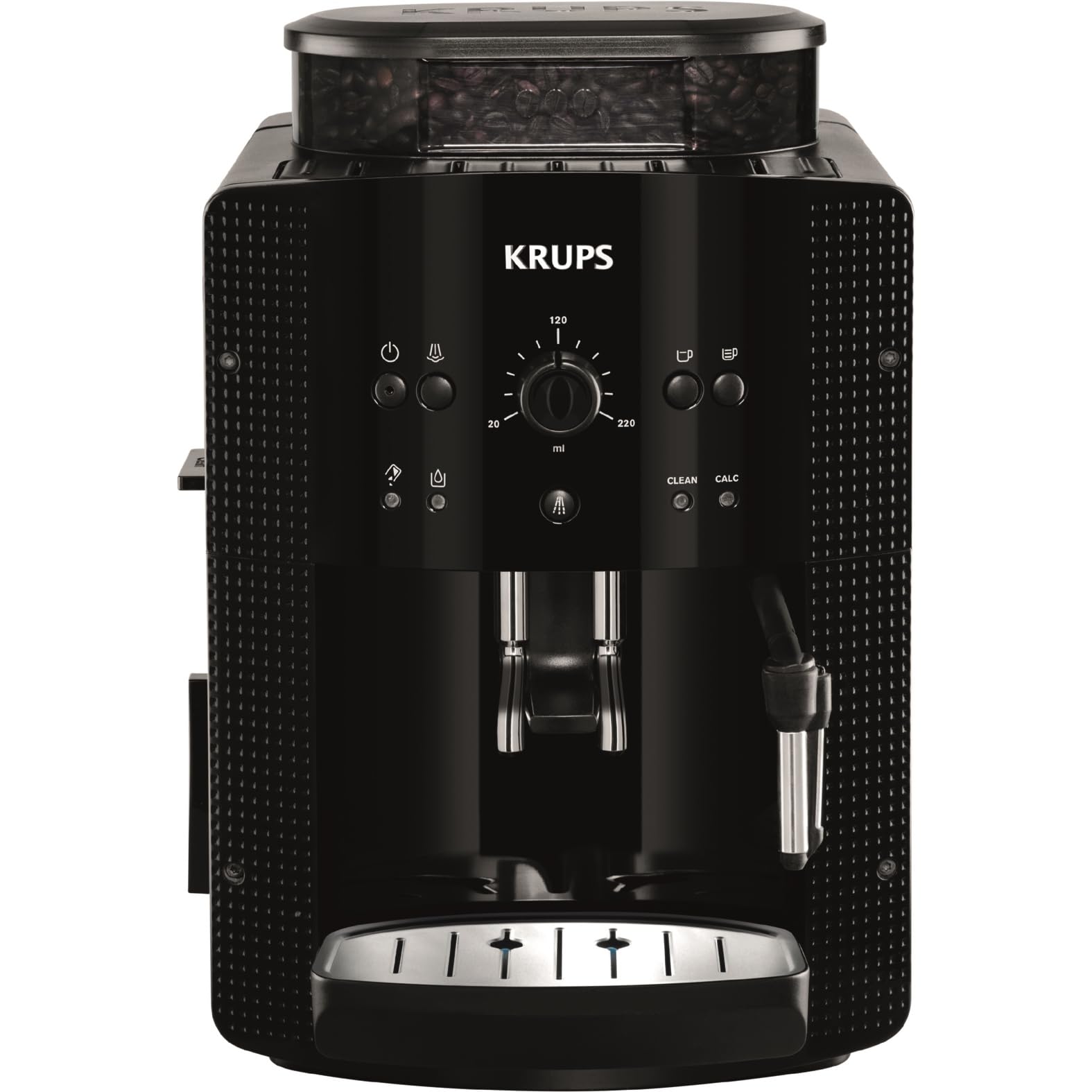 ماشین قهوه‌ساز خودکار KRUPS 1.8 لیتر 15 بار، نازل کاپوچینو پلاس، طراحی مدرن سیاه