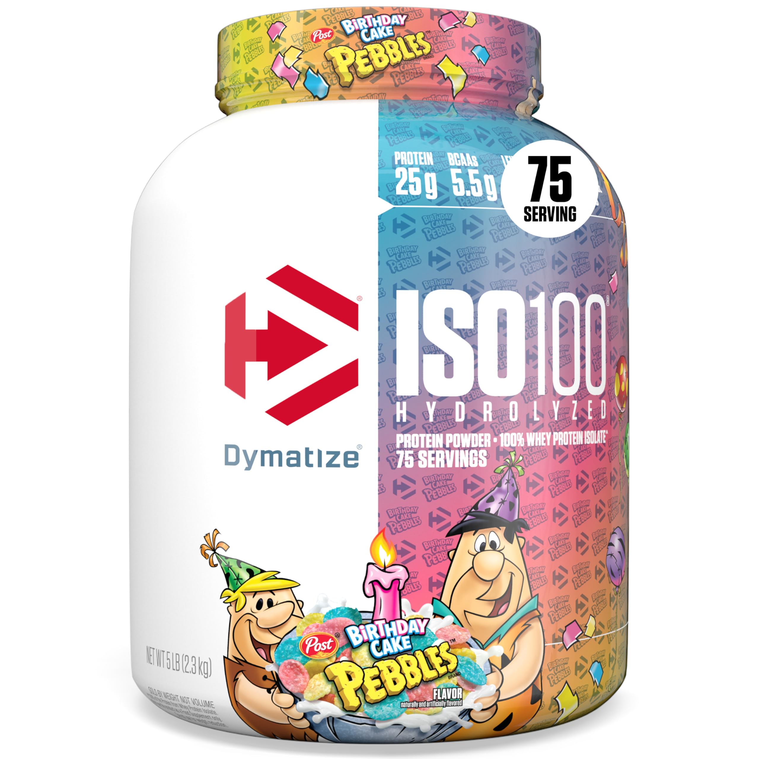 Dymatize ISO 100 پودر وی پروتئین بدون کربوهیدرات آروی تولد، 5 پوند