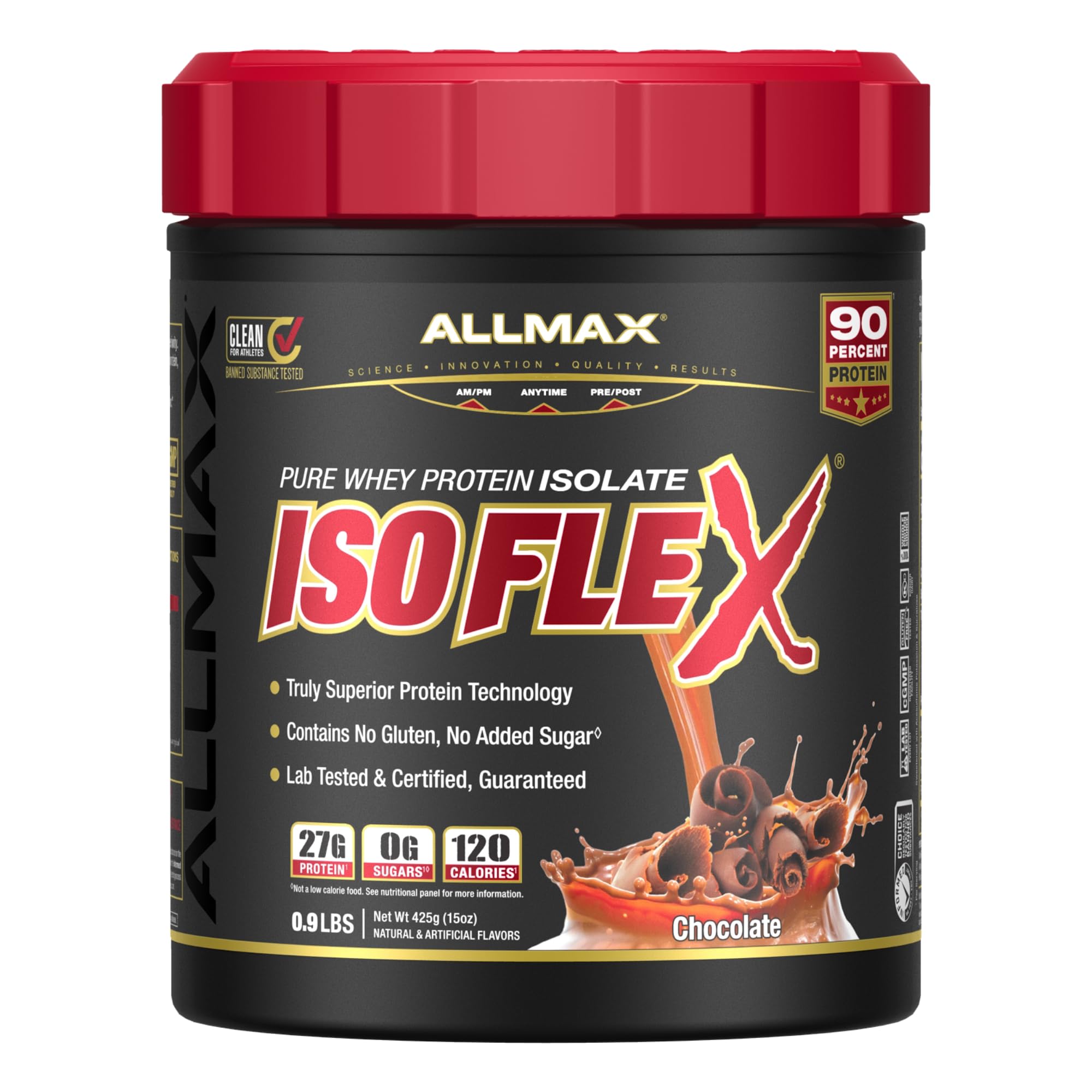 مکمل غذایی ALLMAX، ایزوفلکس 100٪ پروتئین وی پشتیبانی شده از چربی، شکلات، 15 اونس شکلات 0.45 کیلوگرم (بسته 1 عدد)