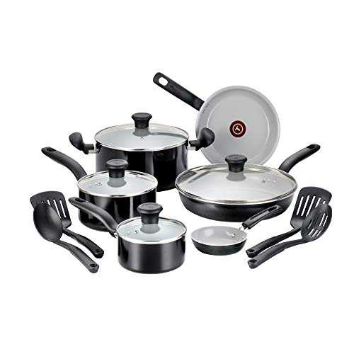 مجموعه ظروف پخت و پز غیر چسب تفال اینیشیاتوز سرامیک 14 تکه، قابل استفاده در فر و رومیزی تا 350 درجه فارنهایت، مجموعه پخت و پز آشپزخانه با تابه های سرخ کن، قابلمه ها، دچ اون، وسایل آشپزی، پخت و پز سالم، قابلمه و تابه ها، خانه، سیاه